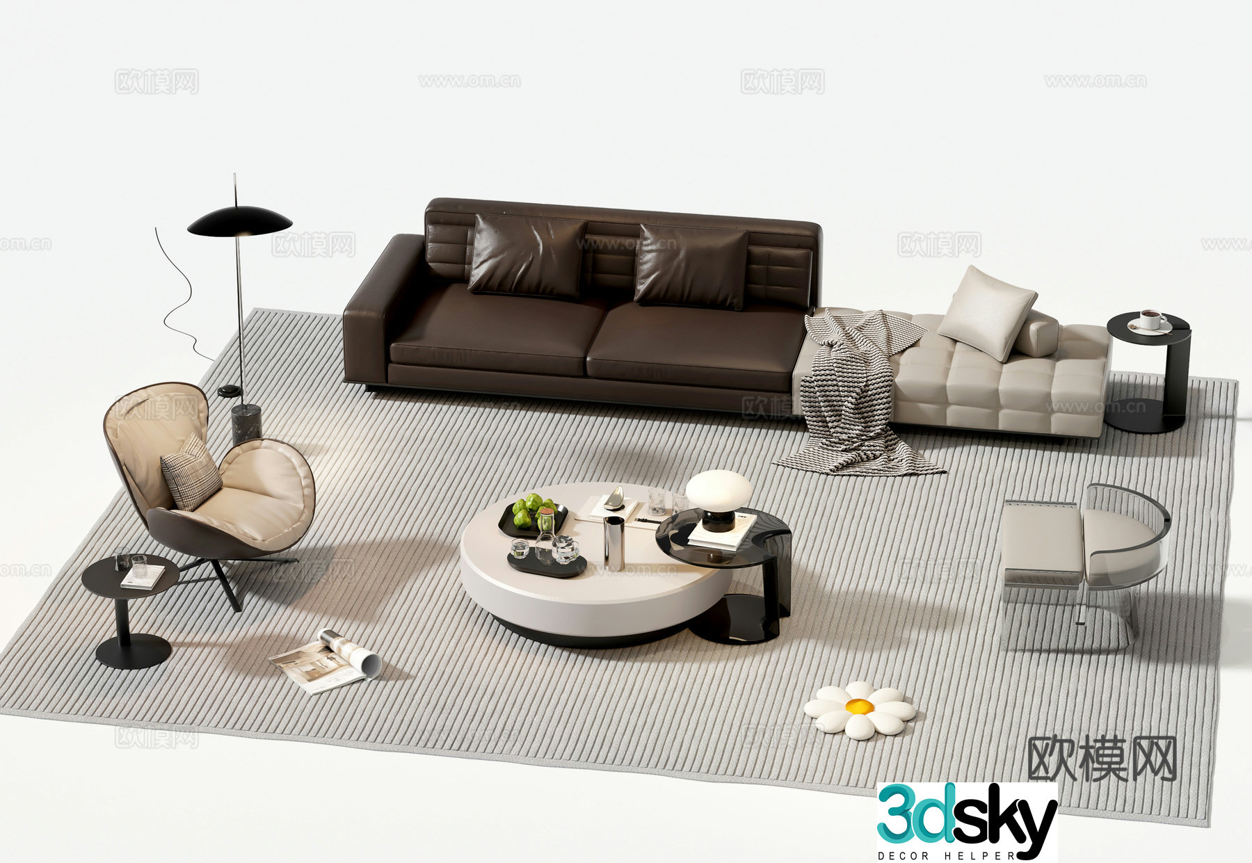 Italian sectional sofa 3d model