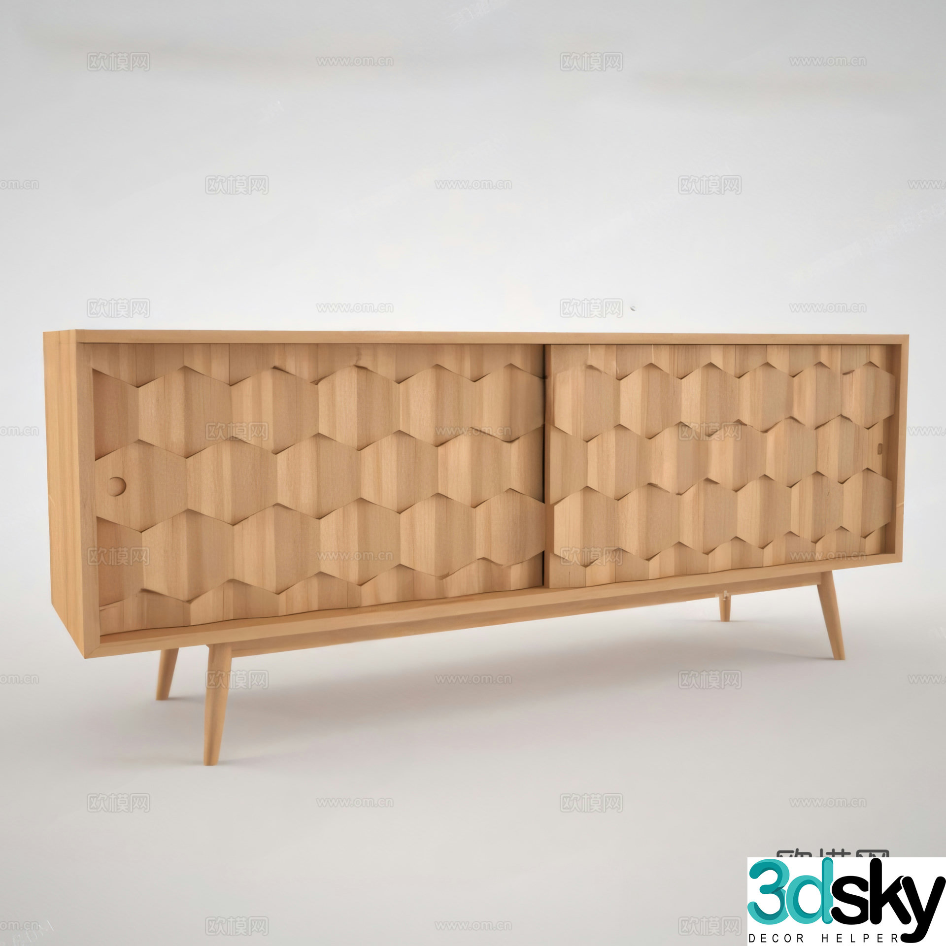 Log style TV cabinet 3D model