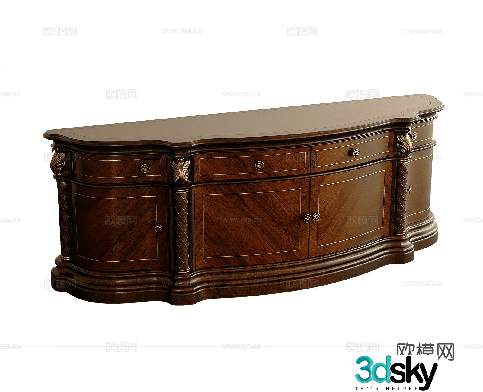 American TV cabinet side cabinet 3d model