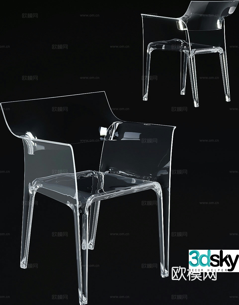 Modern acrylic chair single chair 3d model