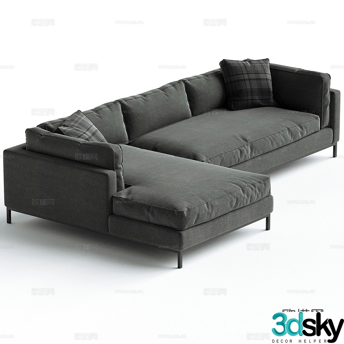 Modern multi-seater sofa corner sofa 3d model