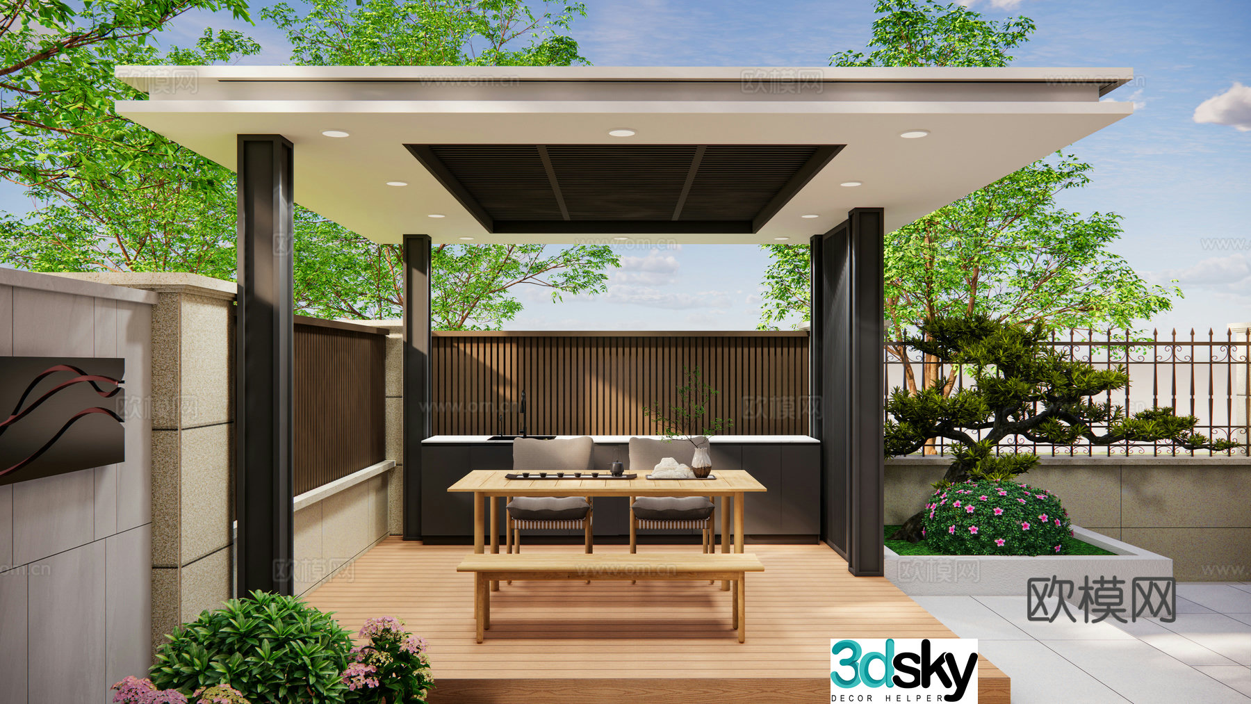 New Chinese style villa garden landscape courtyard landscape 3d model