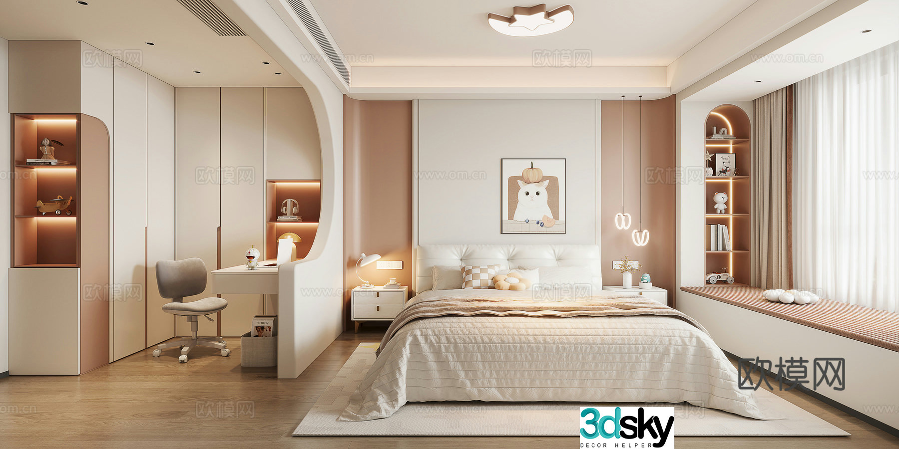 Modern children’s room girl’s room kid’s room 3d model