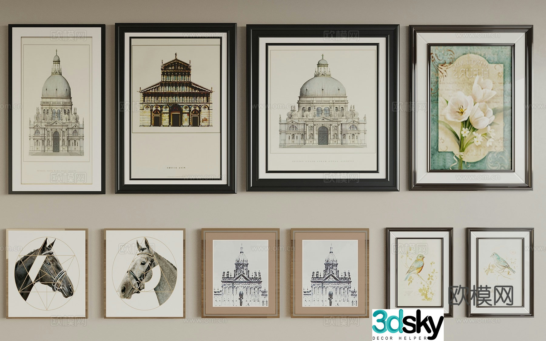American architectural painting decorative painting 3d model