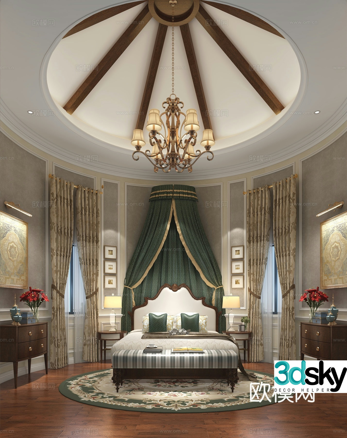 European style bedroom master bedroom 3d model