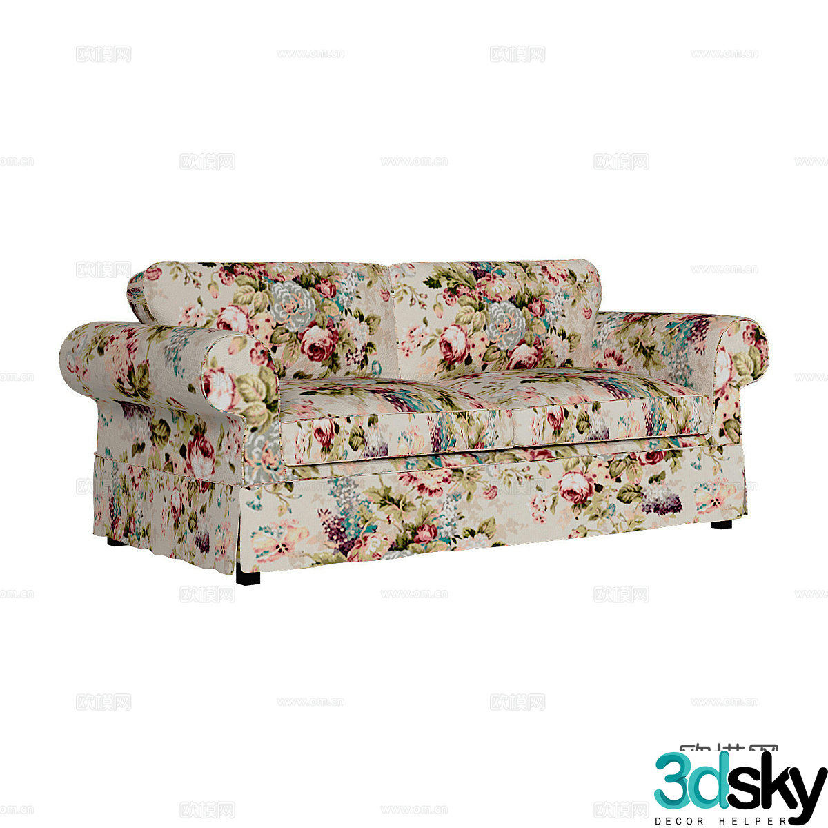 American double sofa 3d model