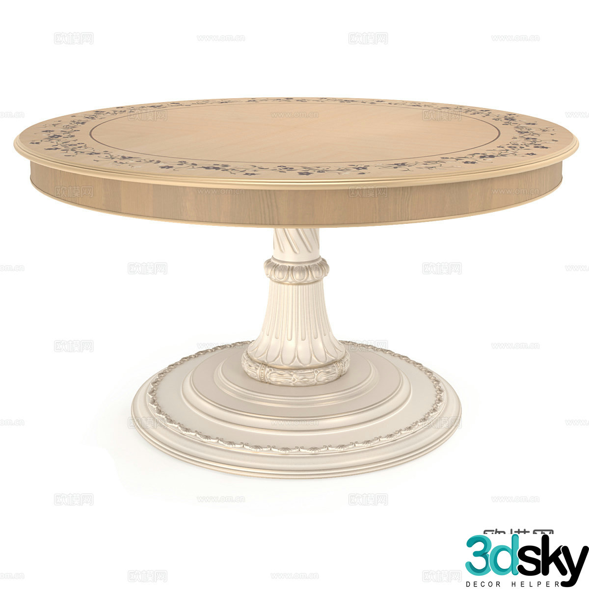French dining table round table 3d model