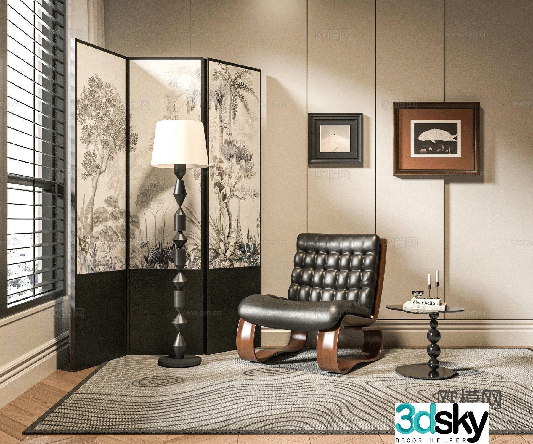 Medieval style chair leisure chair 3d model