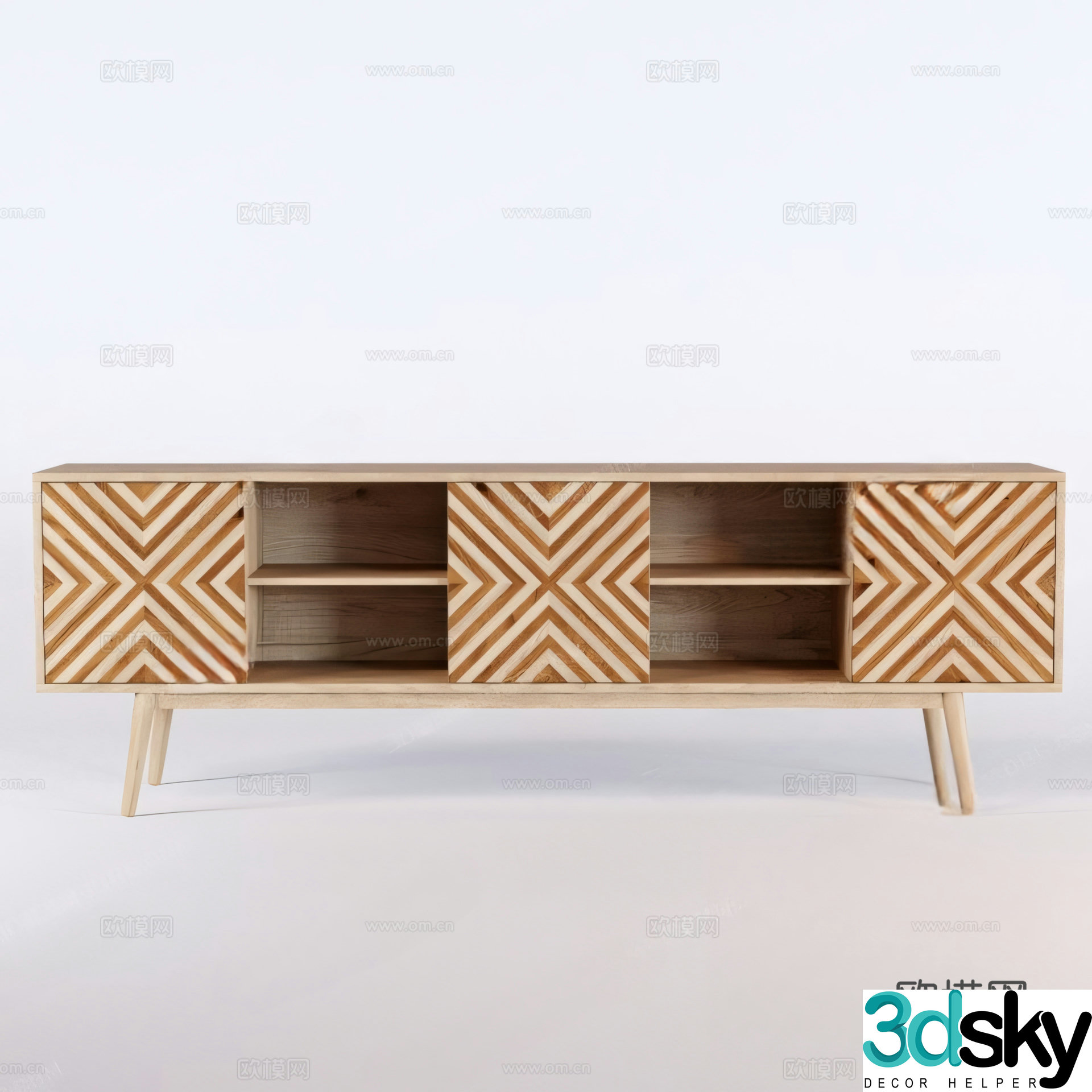 Log style TV cabinet 3D model