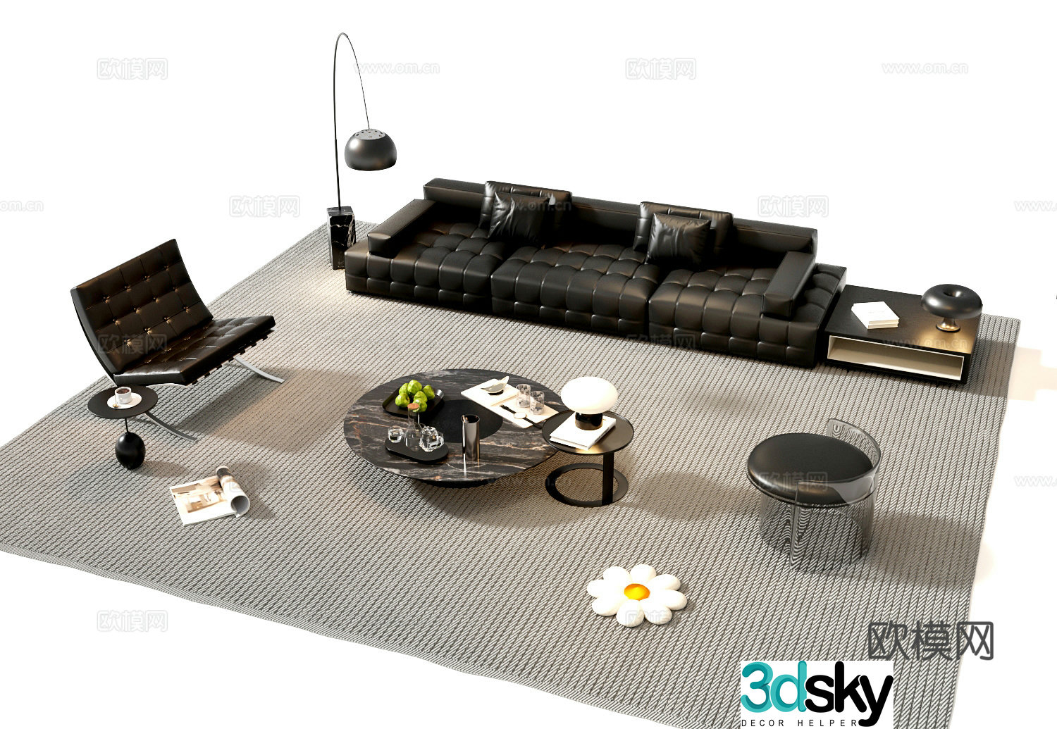 Italian sectional sofa 3d model