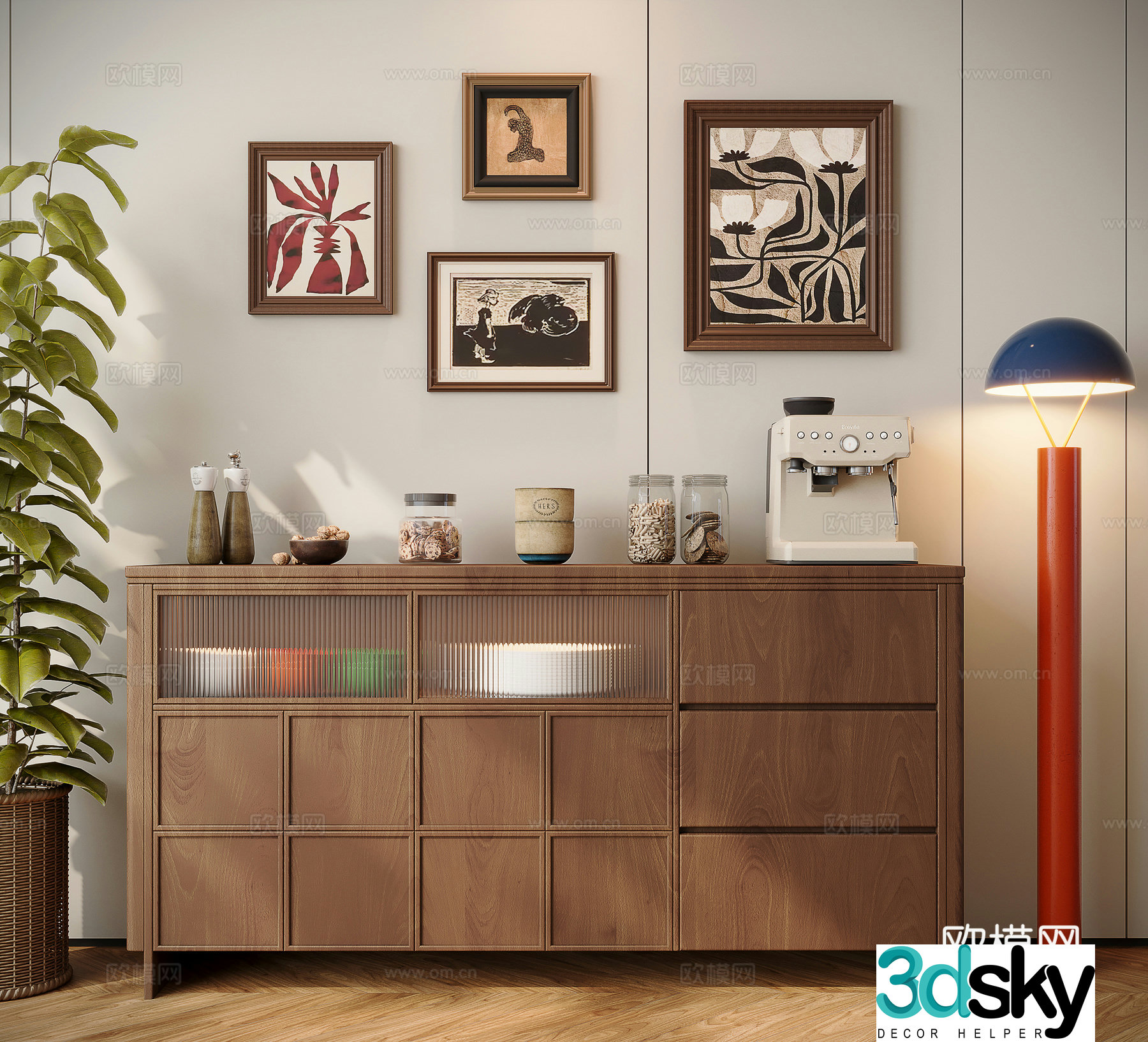 Medieval style sideboard 3d model