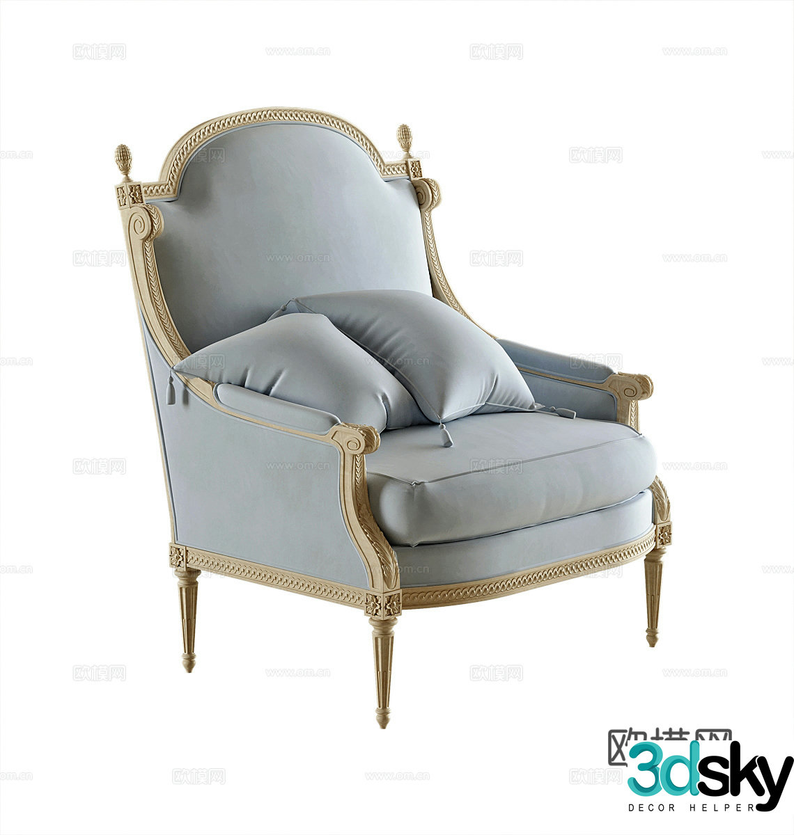 French chair lounge chair 3d model