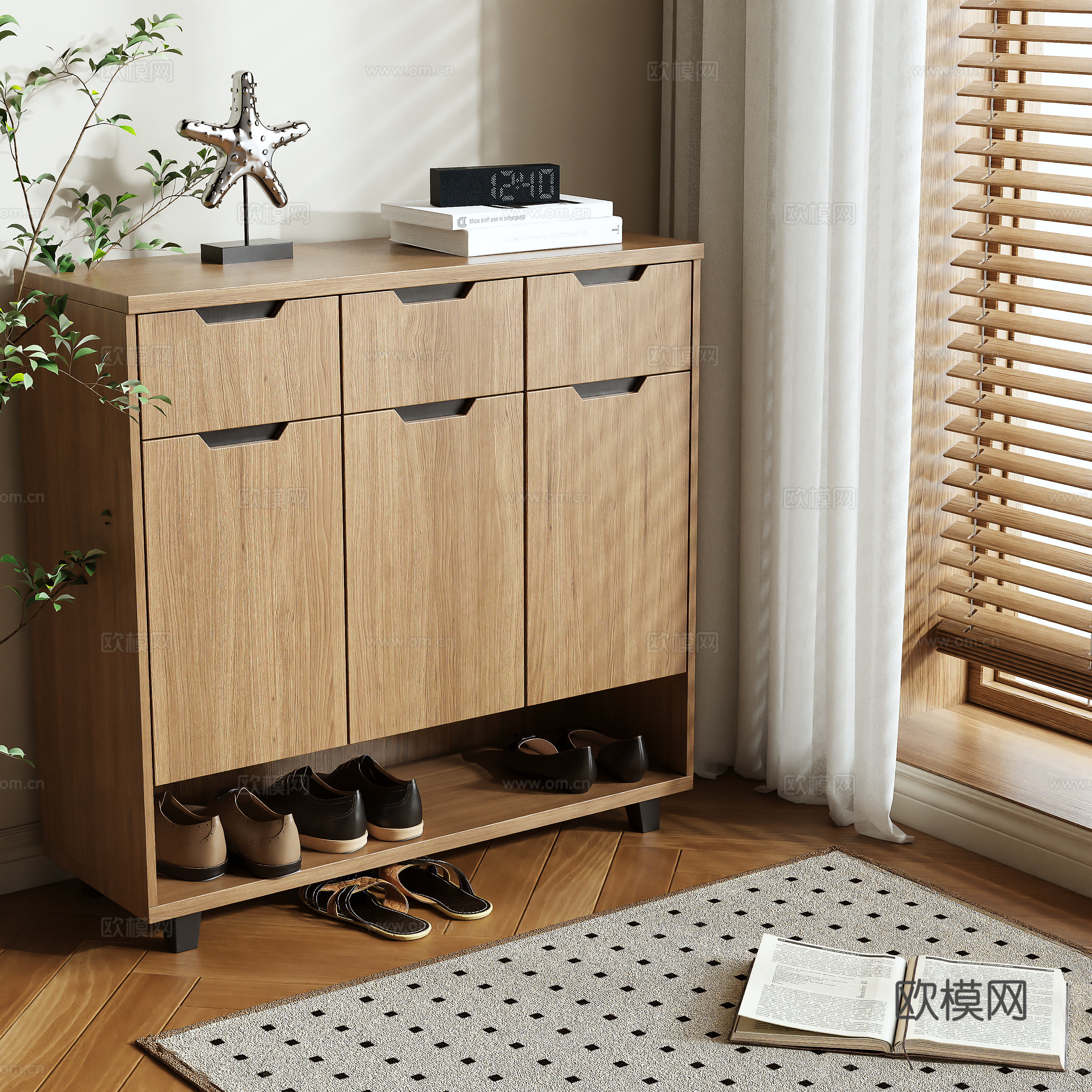 Wabi-sabi shoe cabinet 3d model