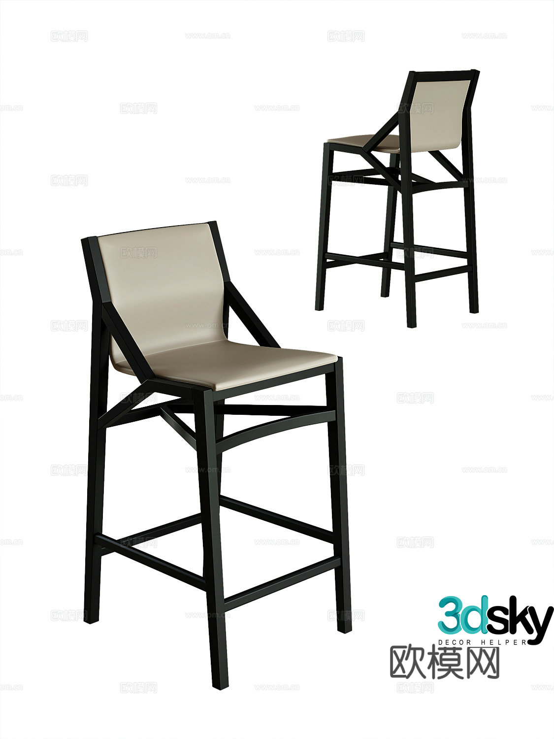 Modern bar stool bar stool high stool 3d model