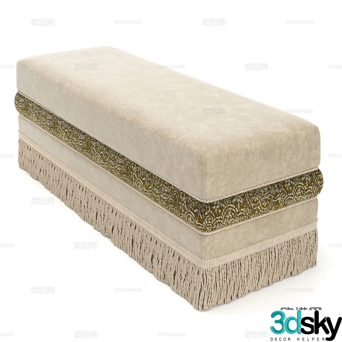 French sofa bench bench bed end stool 3d model