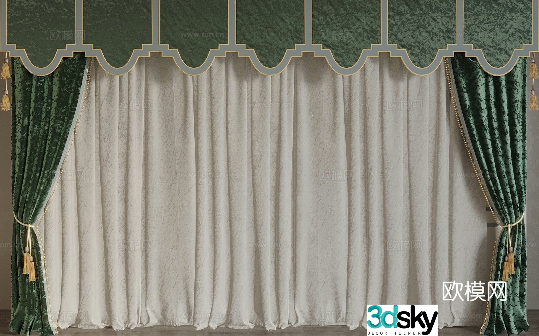 French Curtains Living Room Curtains Bedroom Curtains 3d model