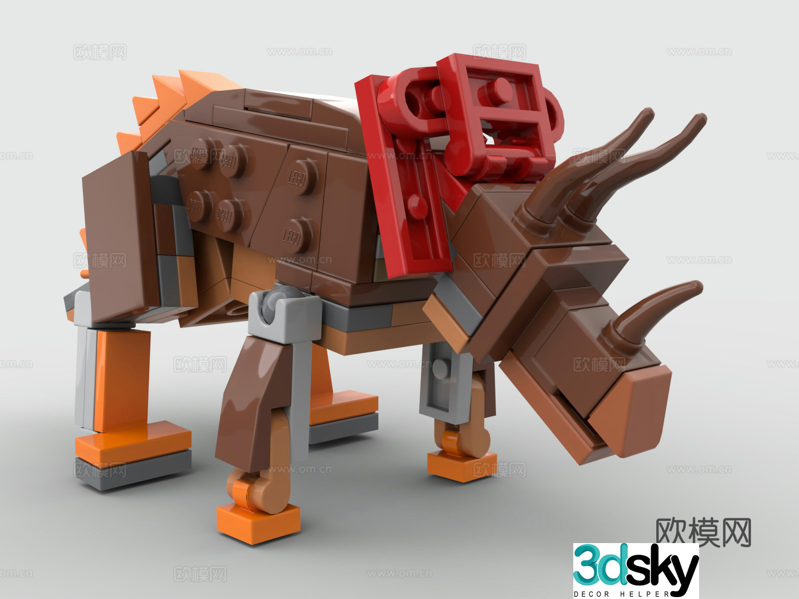 Lego LEGO toys building blocks triceratops dinosaur 3d model
