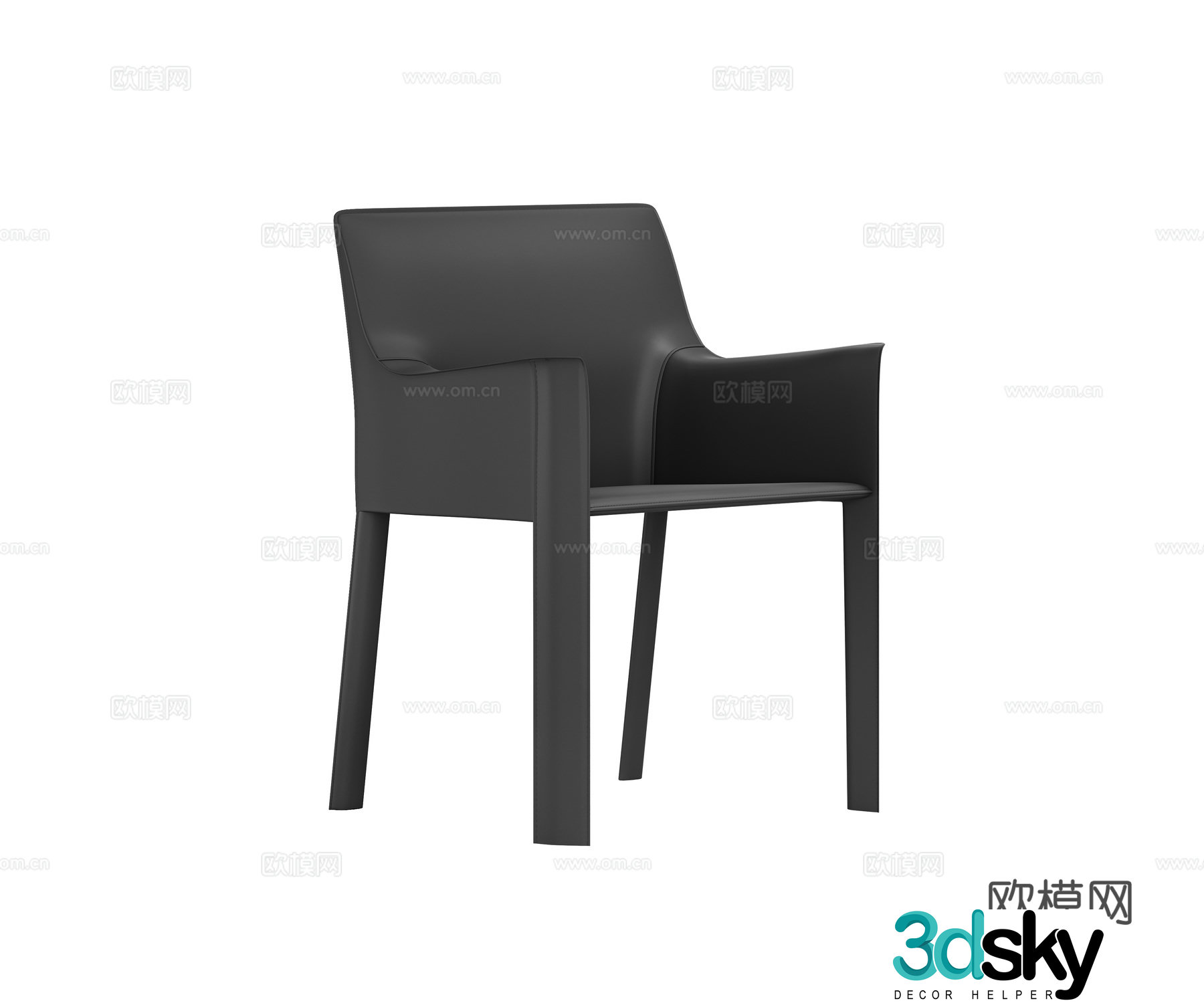 Modern single chair dining chair 3d model