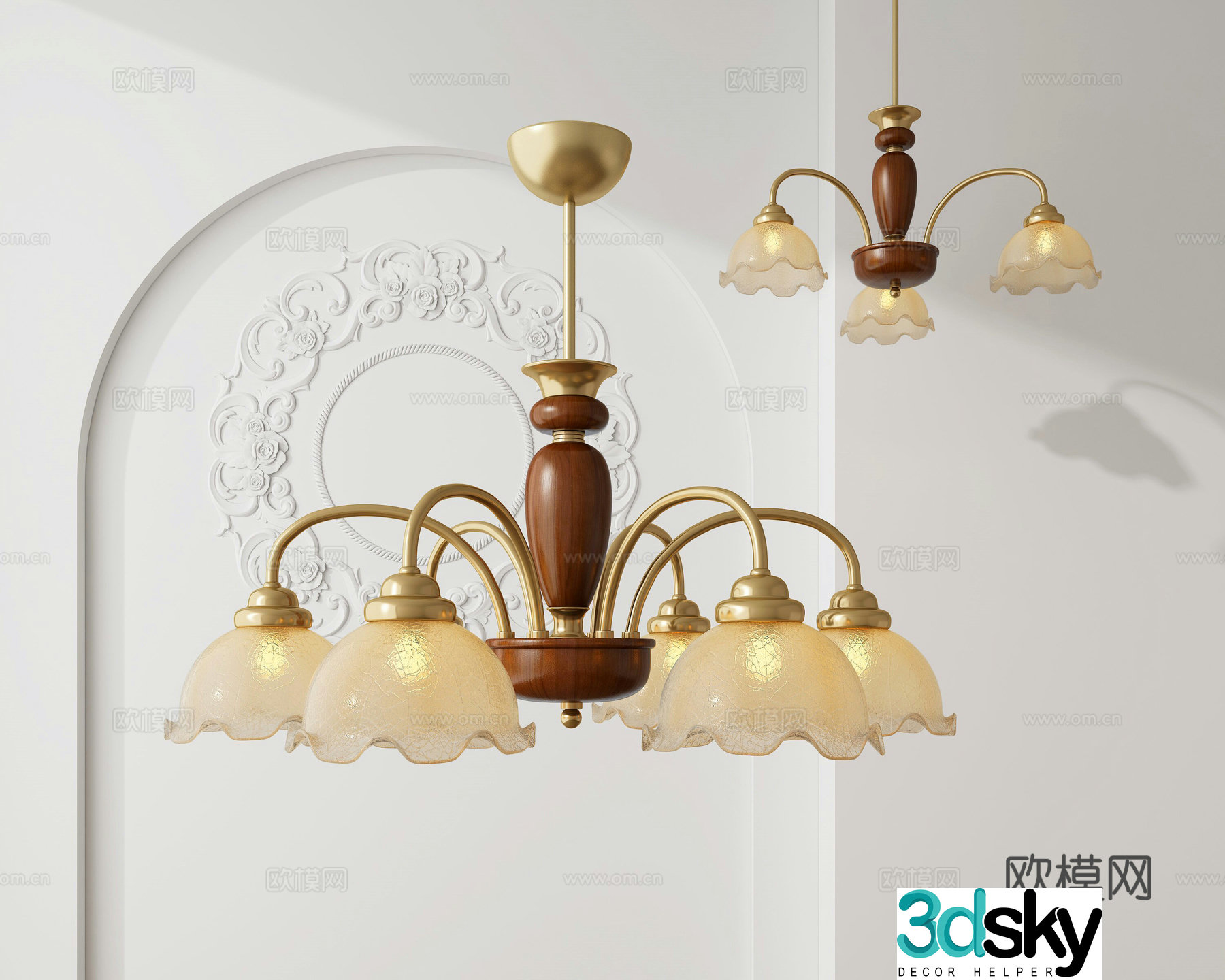 American multi-head chandelier 3d model