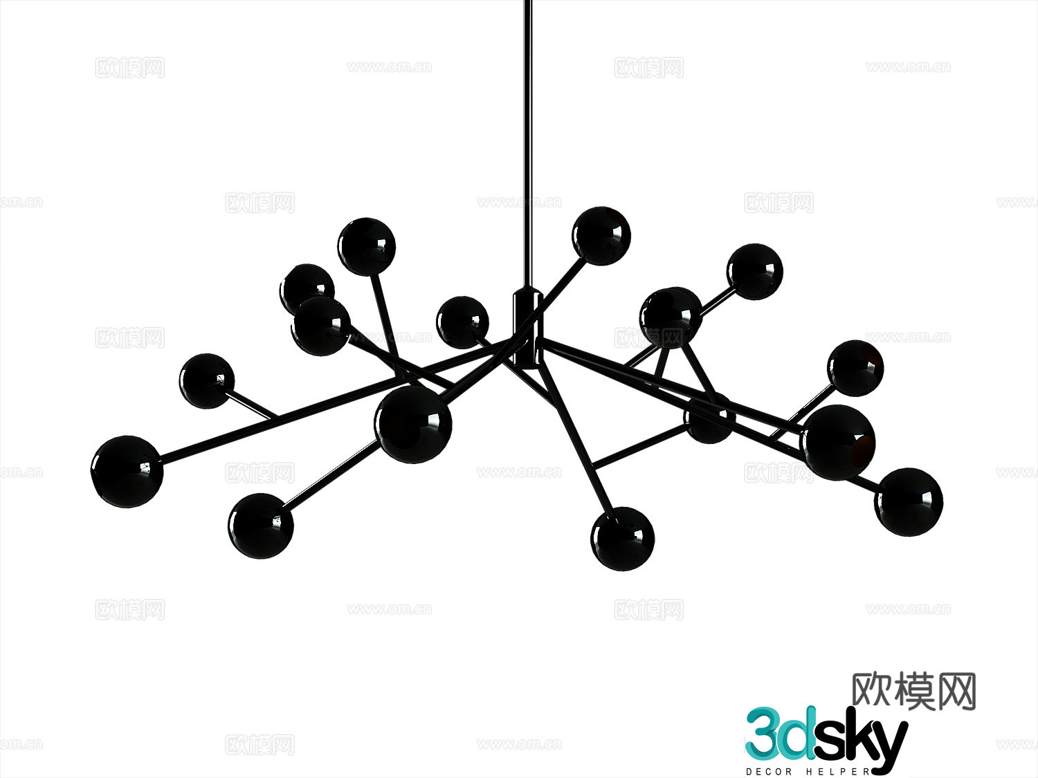 Modern molecular chandelier 3d model