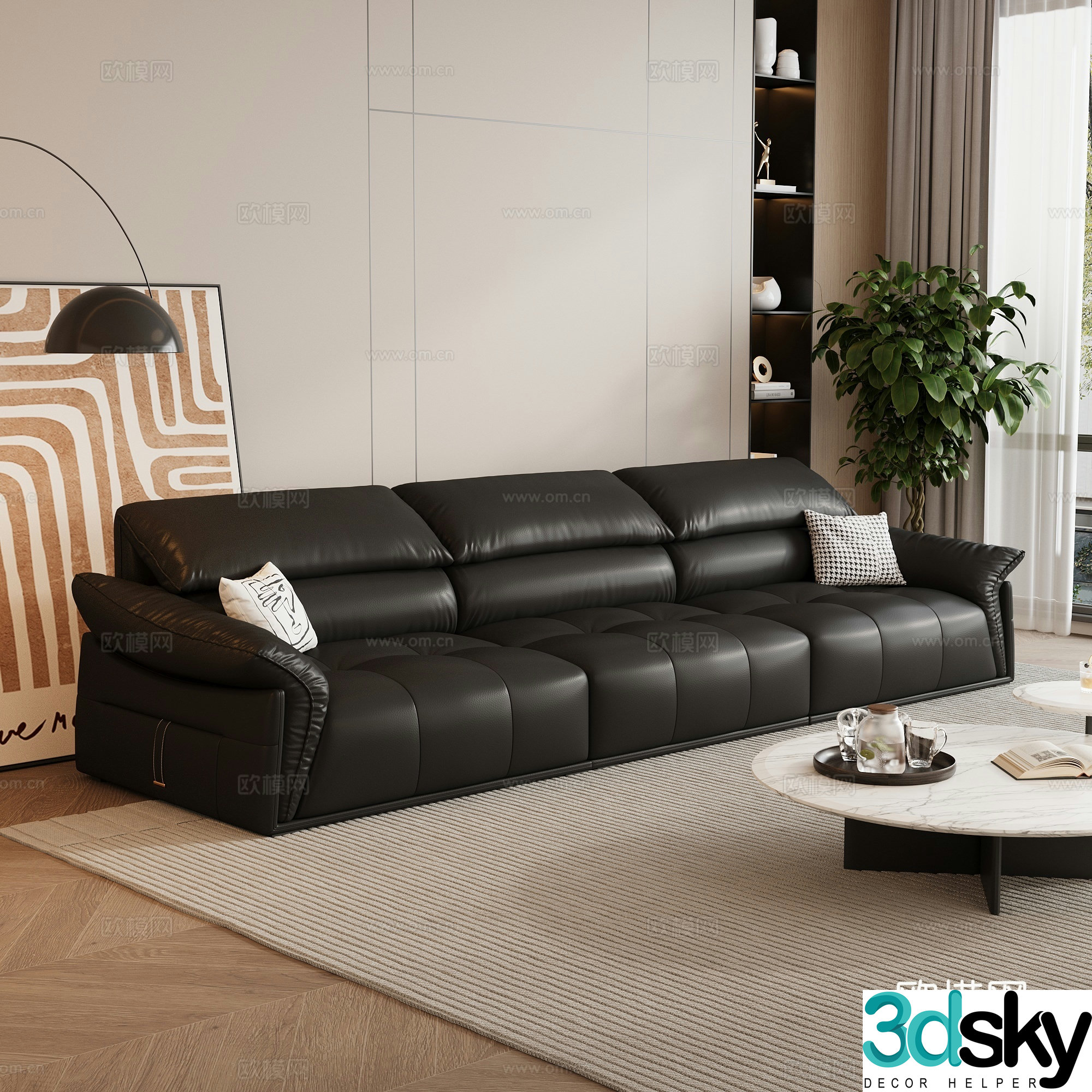 Italian three-seat sofa 3D model