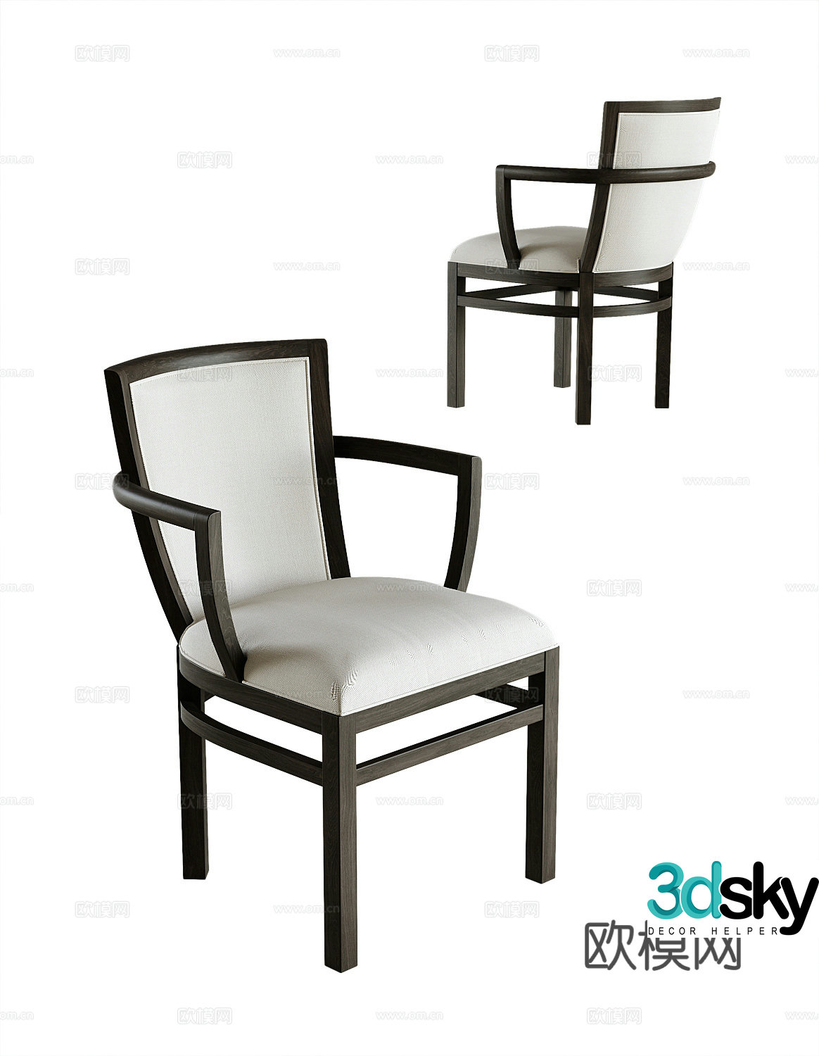 New Chinese style single chair dining chair 3d model