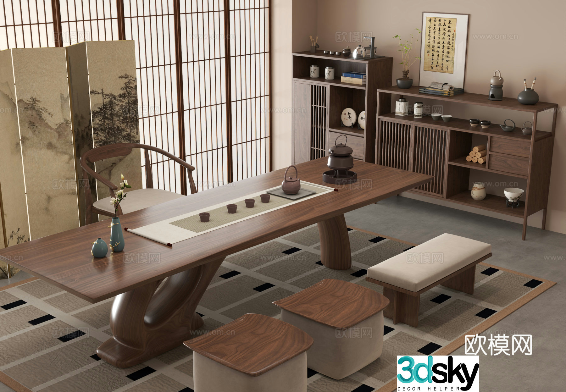 New Chinese tea table 3d model