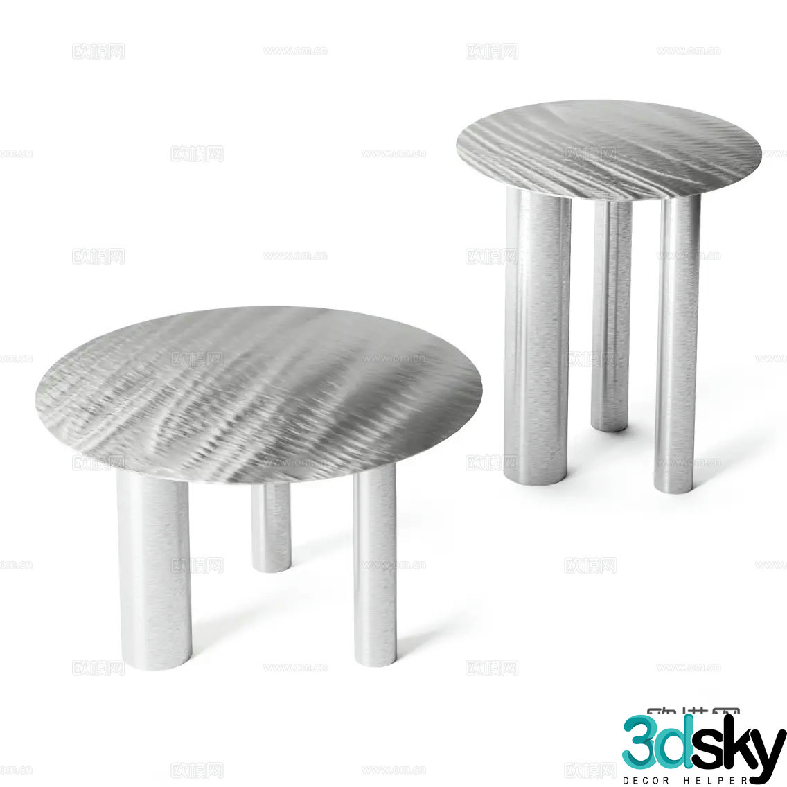 Side table and round table 3D model