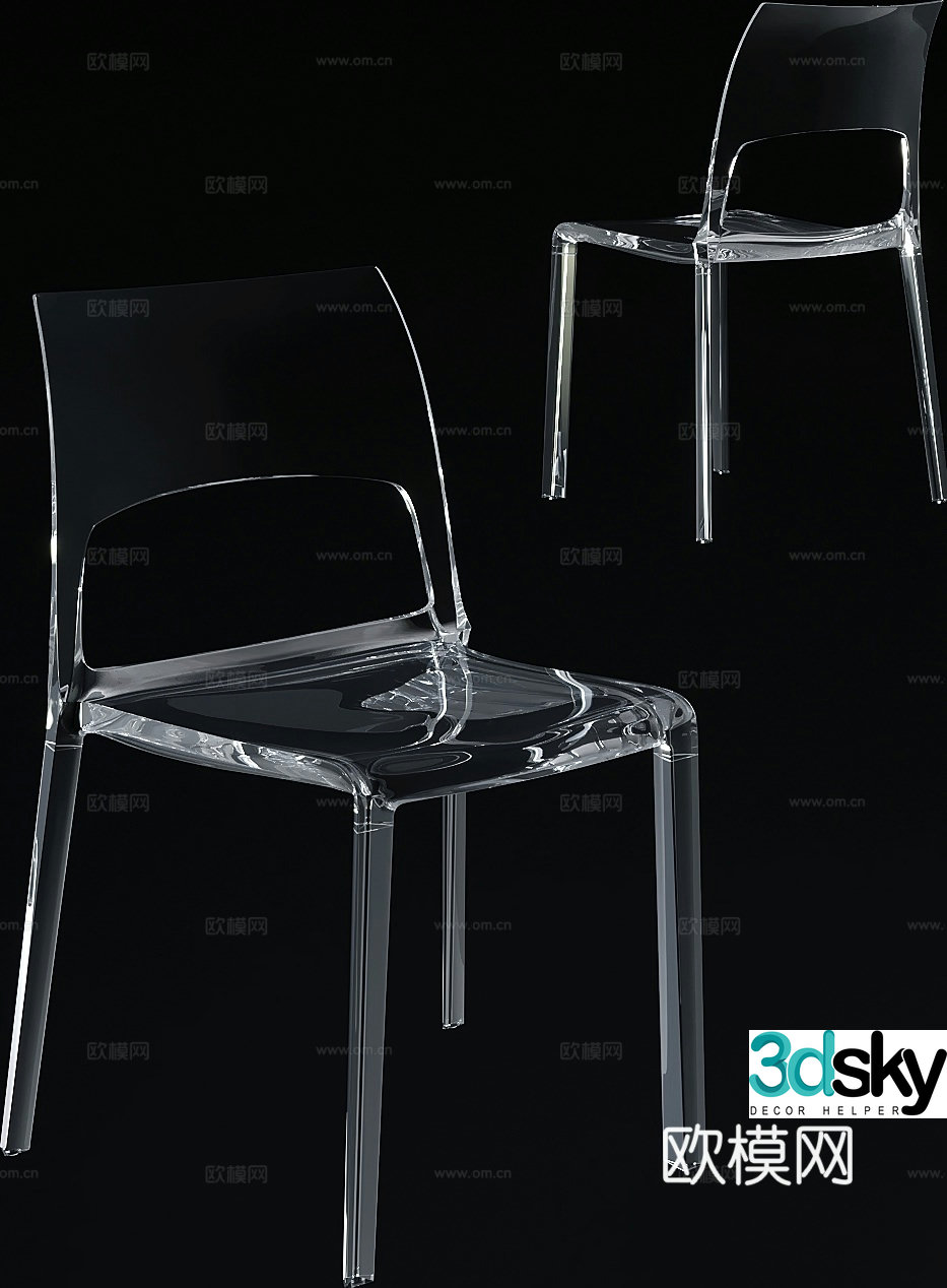 Modern acrylic chair single chair 3d model