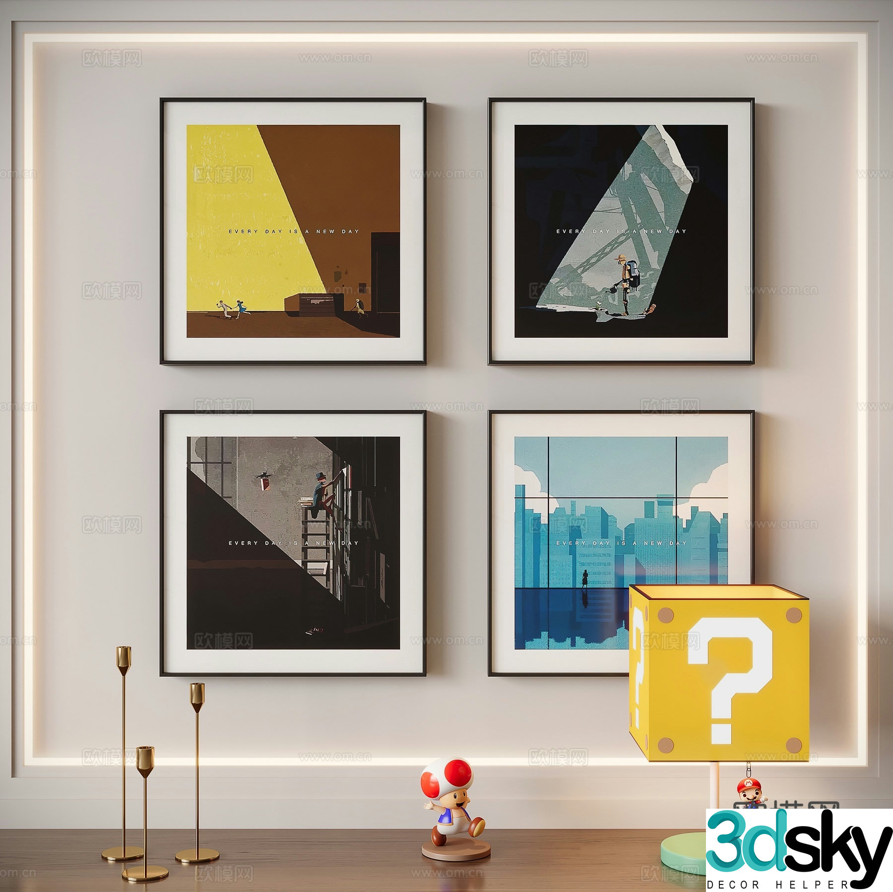 Modern art painting decorative painting 3d model