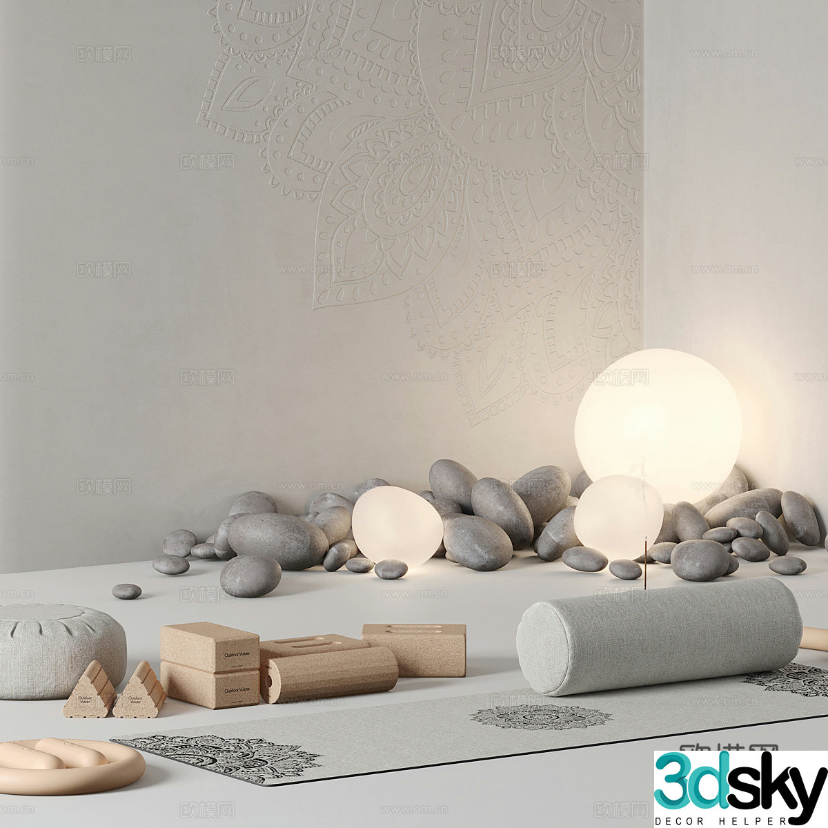Stone floor lamp sketch 3d model