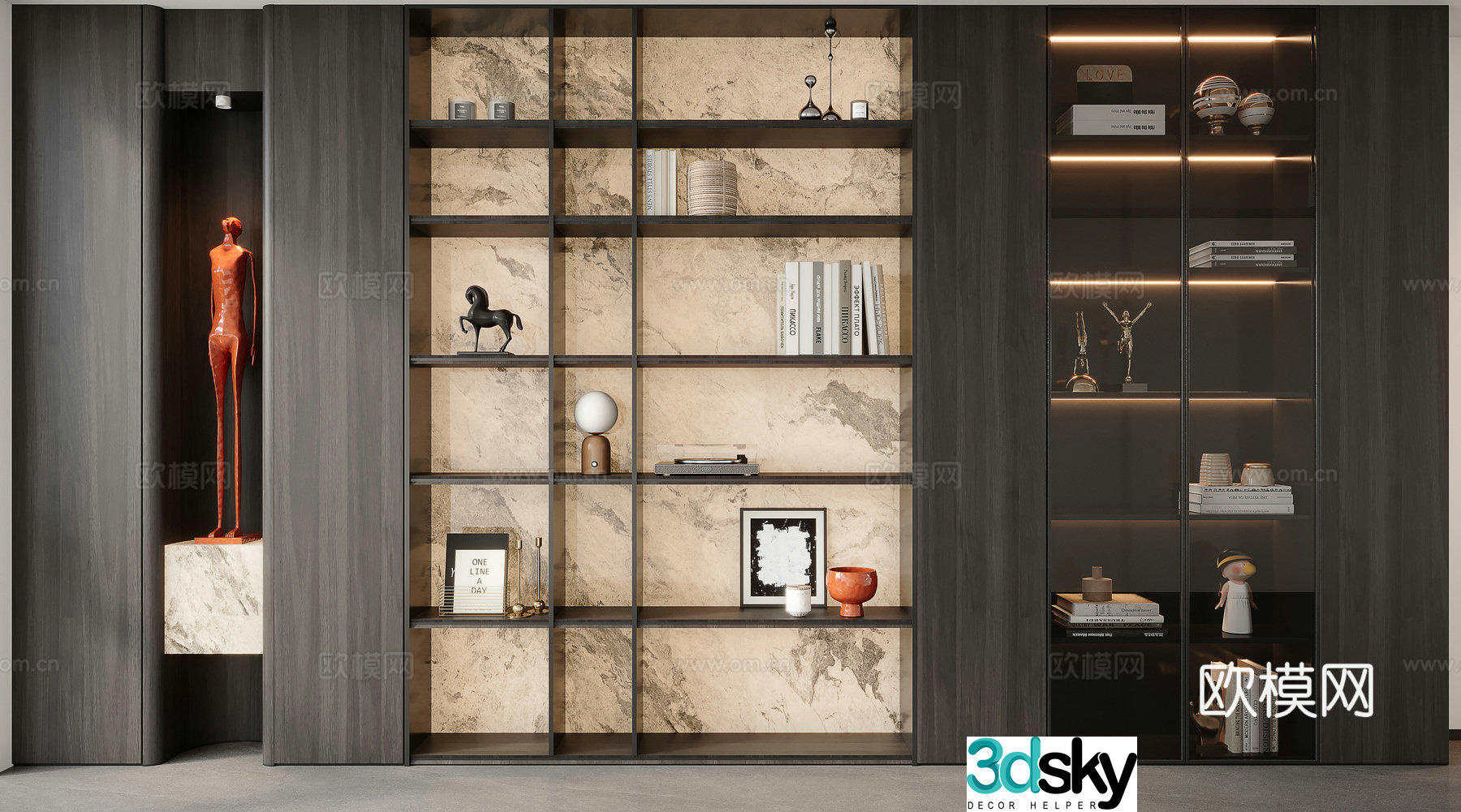 Italian bookcase 3d model