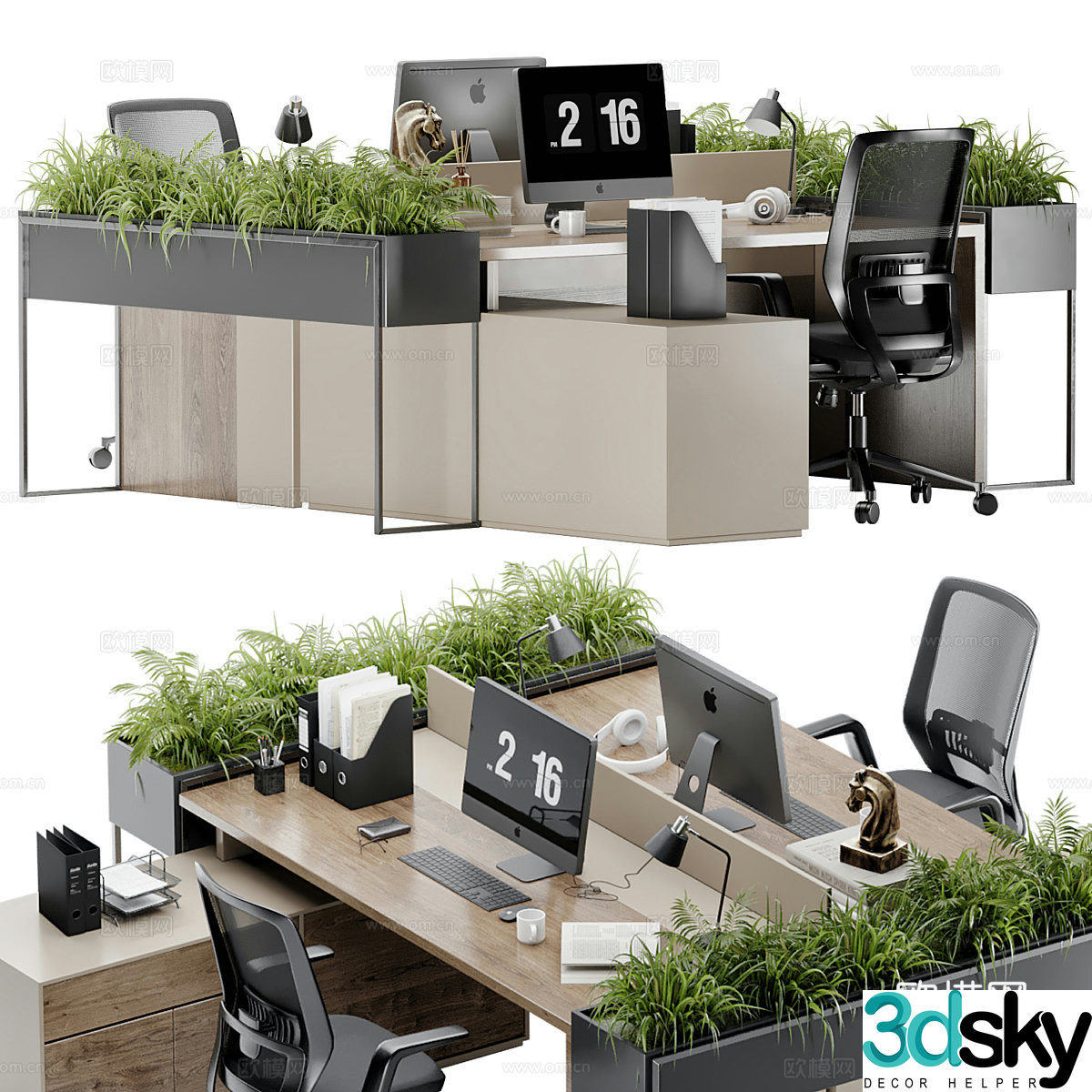 Office desk and chair 3d model