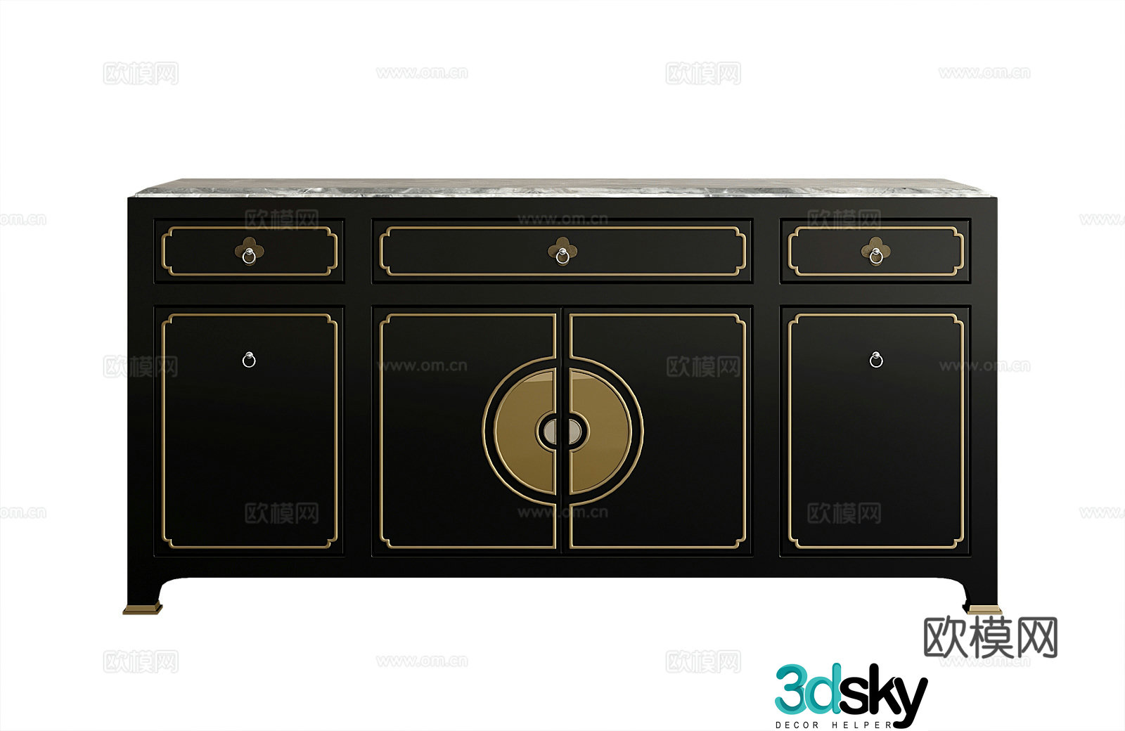 New Chinese style entrance cabinet 3D model