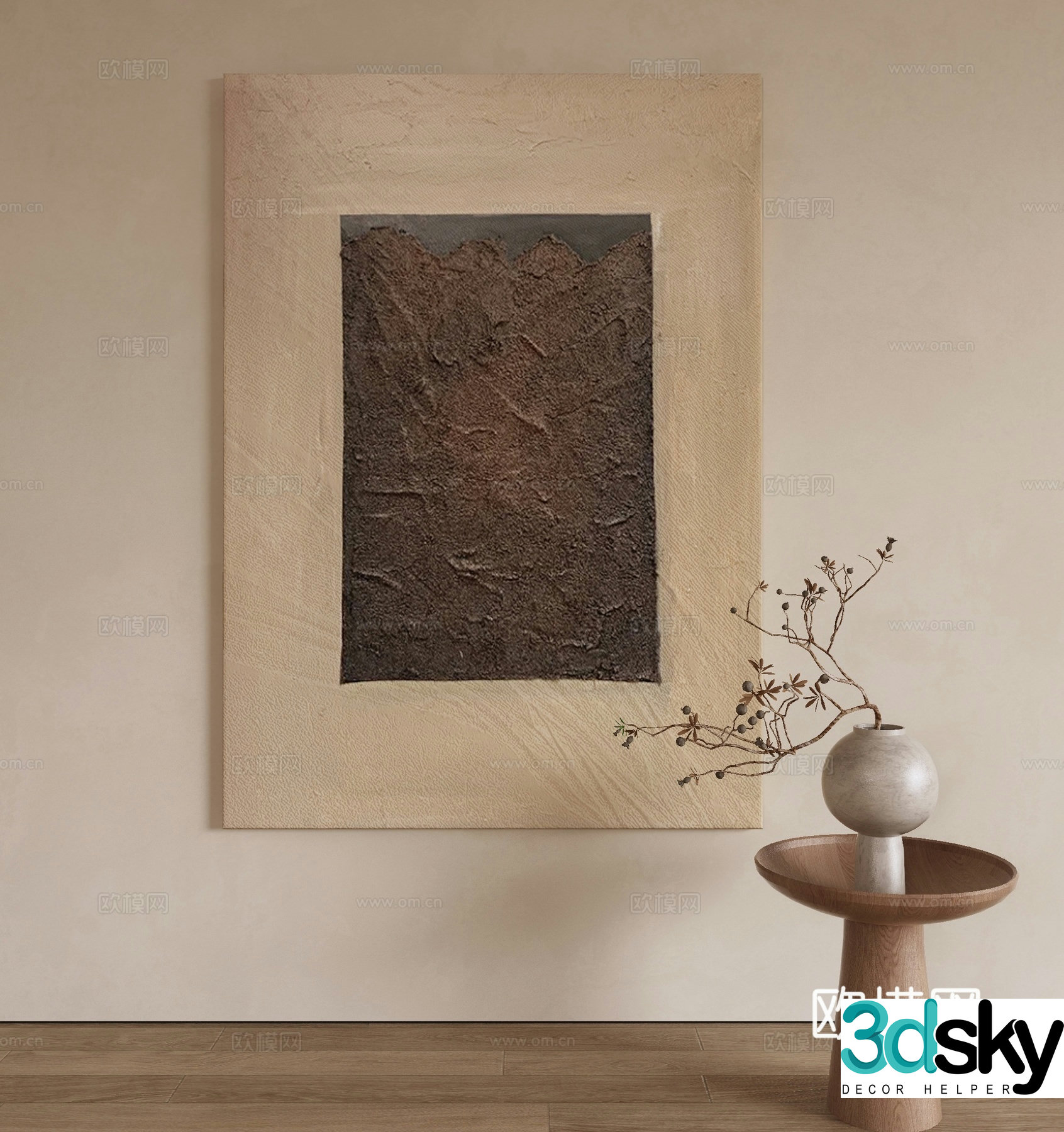 Wabi-sabi texture painting decorative painting 3d model