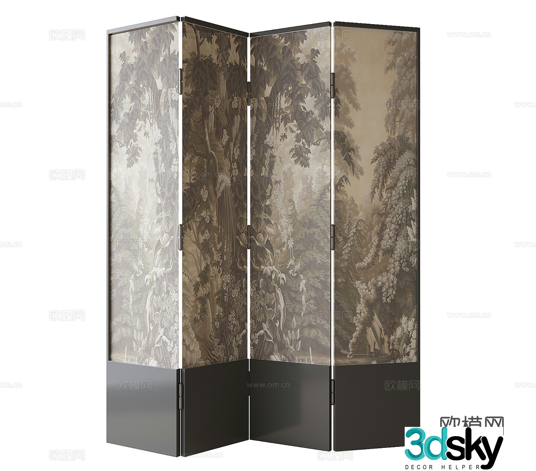 French folding screen 3d model