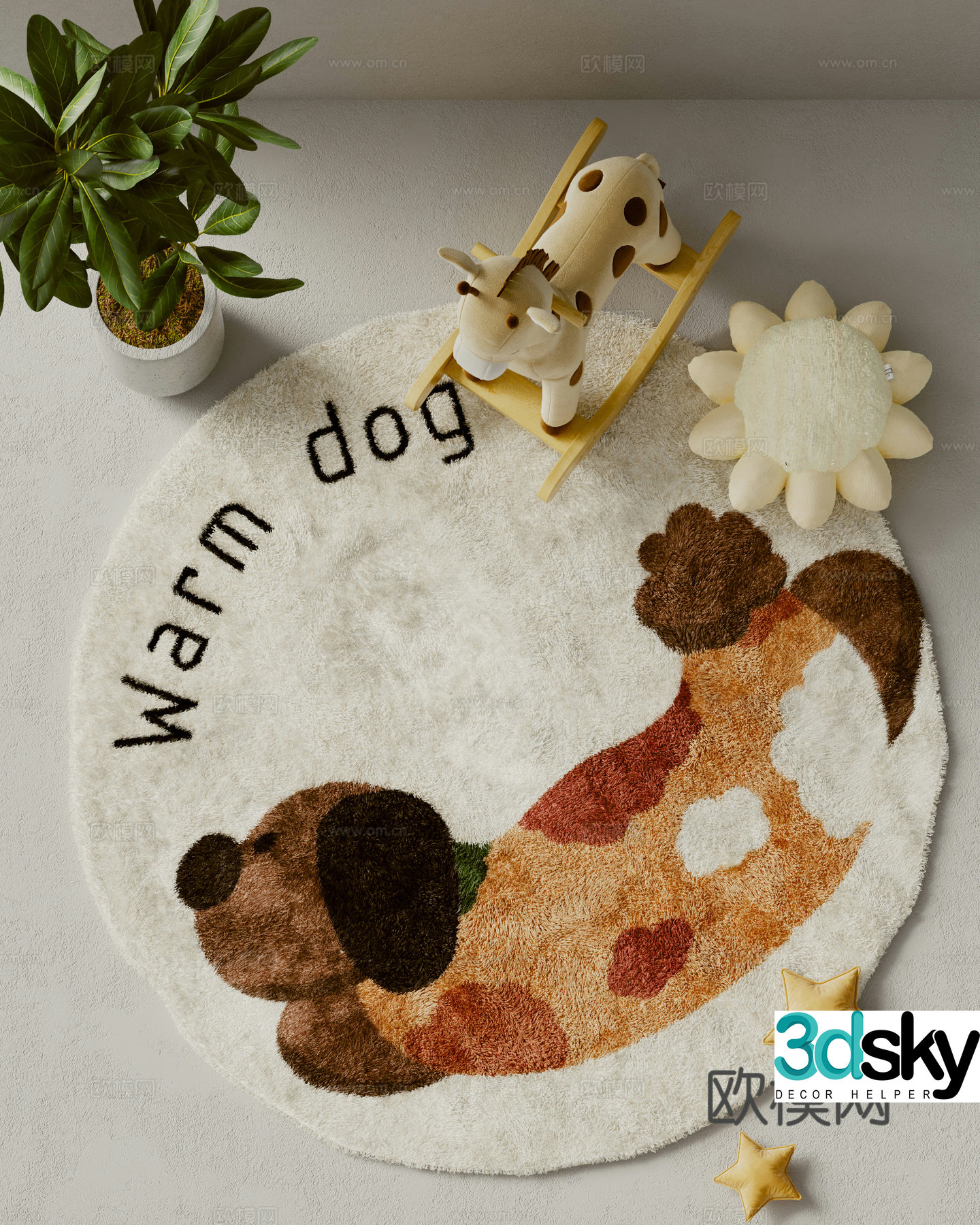 Modern round rug children’s rug 3d model