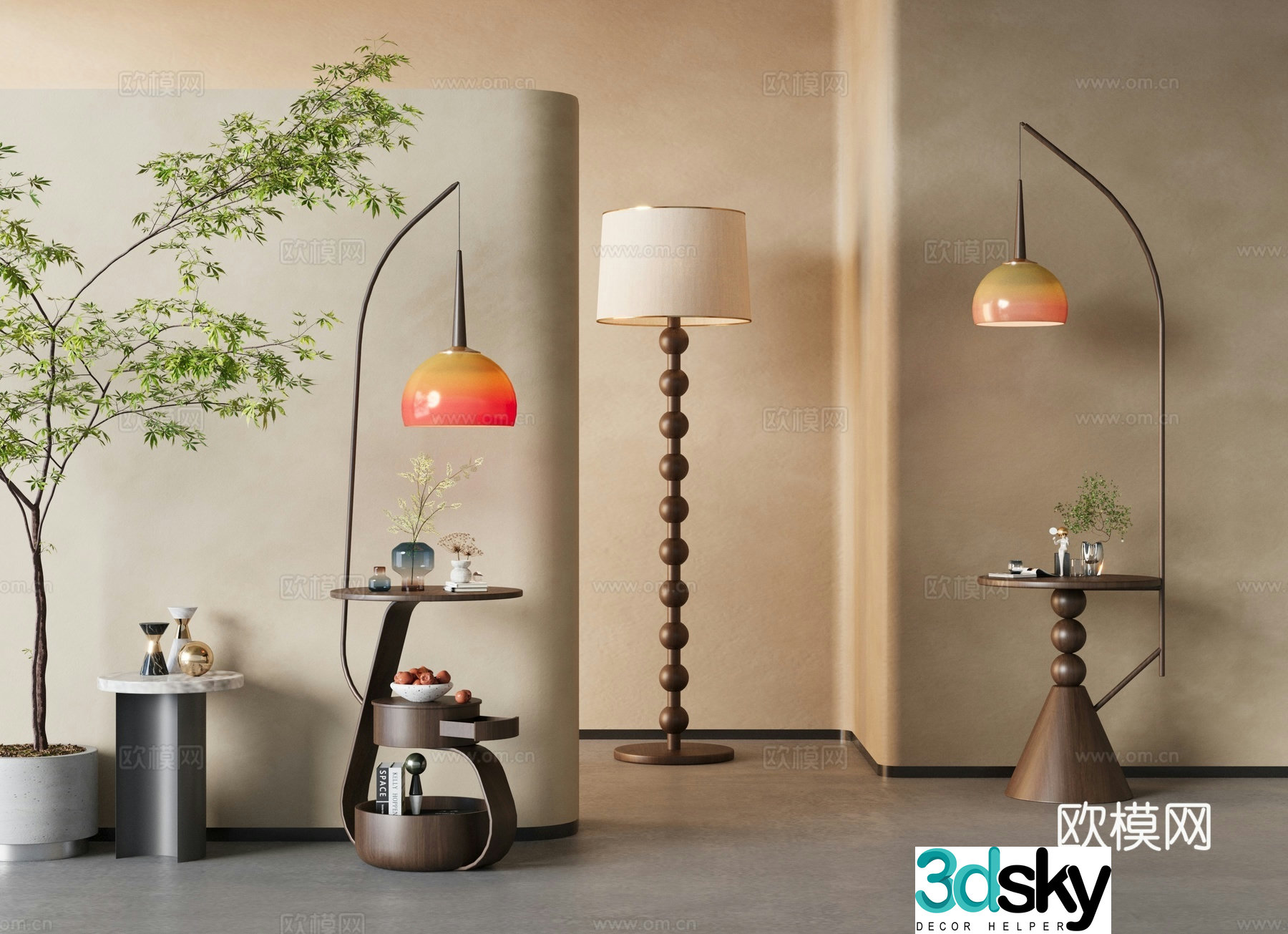 Medieval style floor lamp artistic lamp 3d model