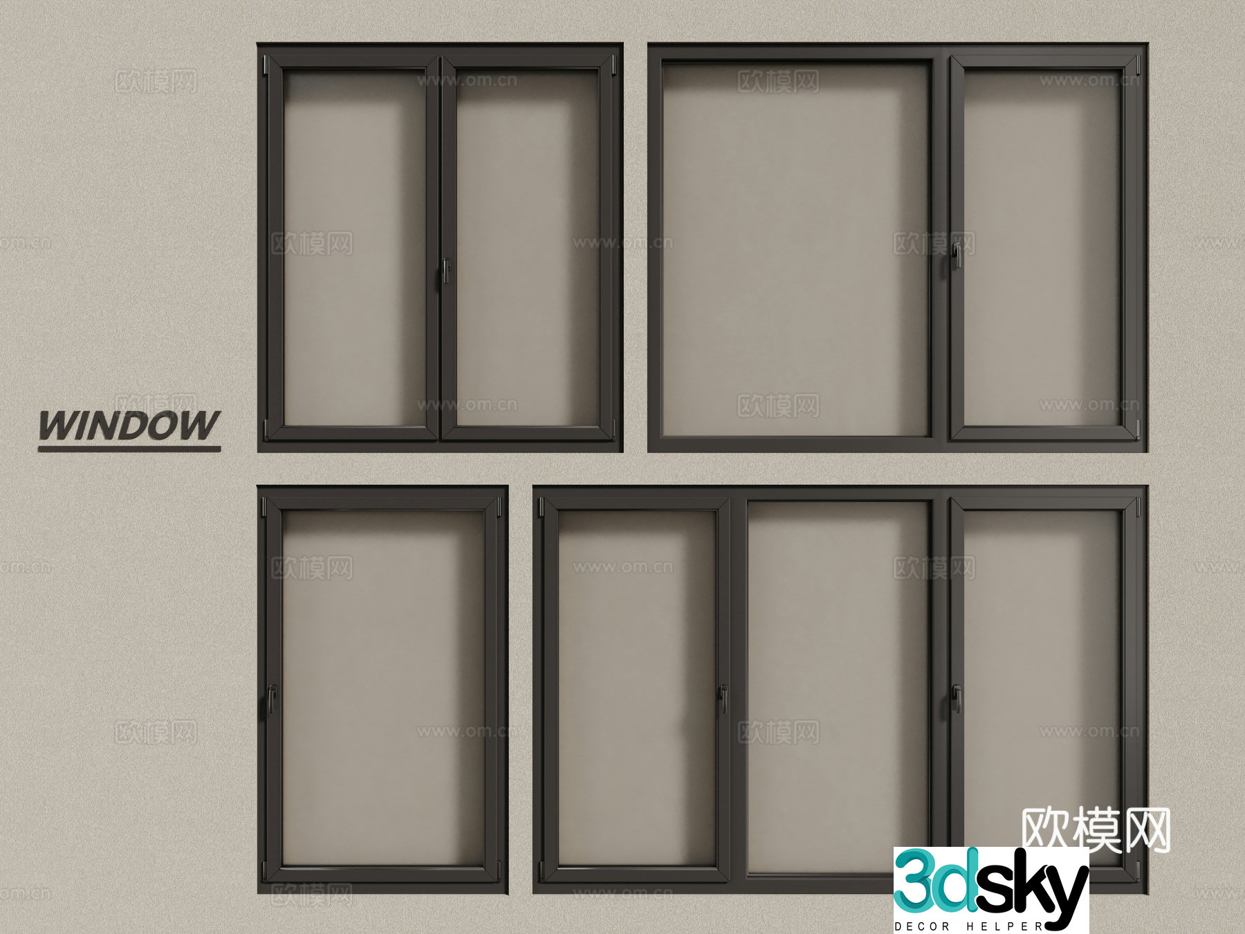 Modern windows aluminum alloy windows casement windows floor-to-ceiling windows 3d model