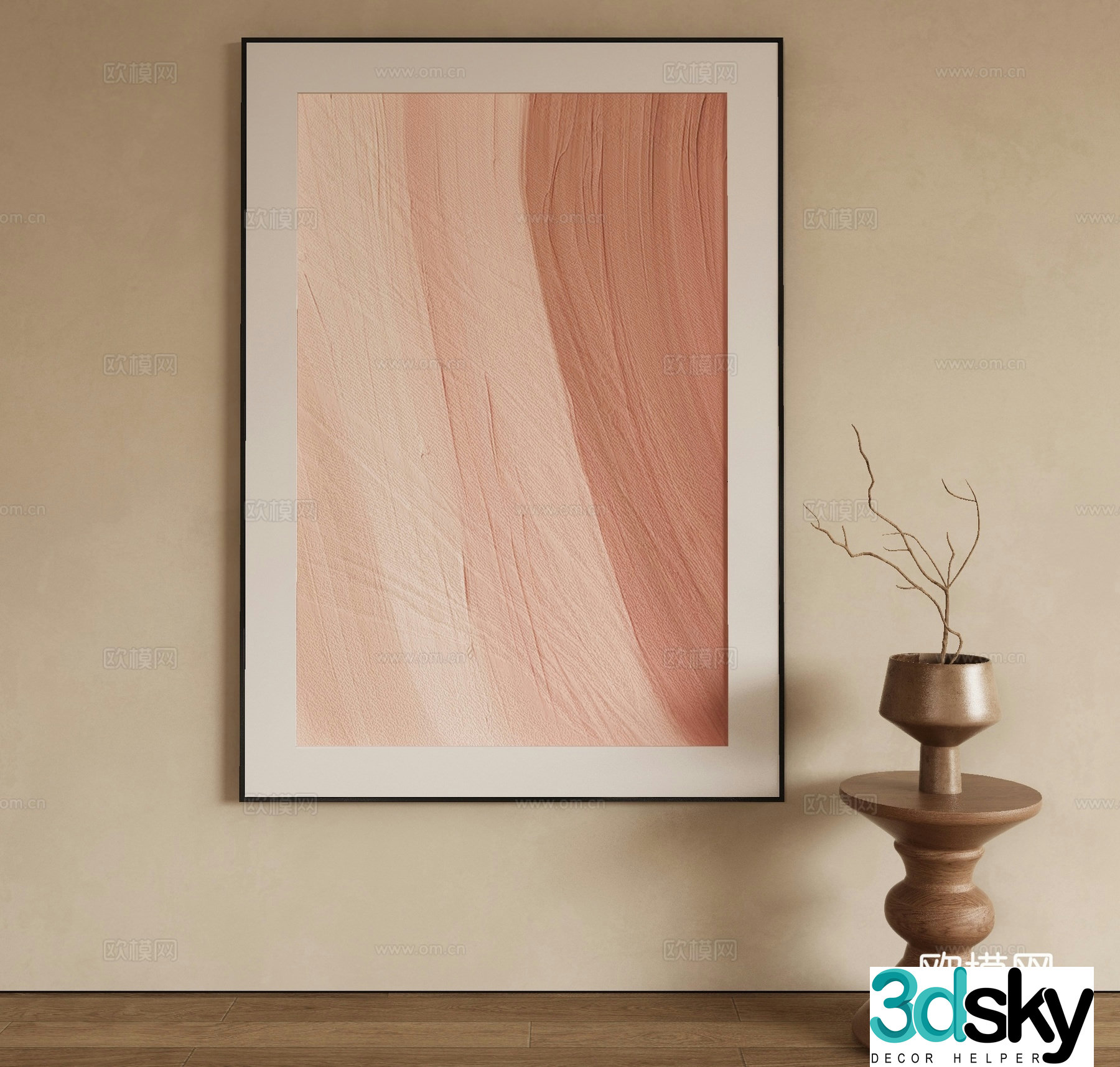 Modern texture painting decorative painting 3d model