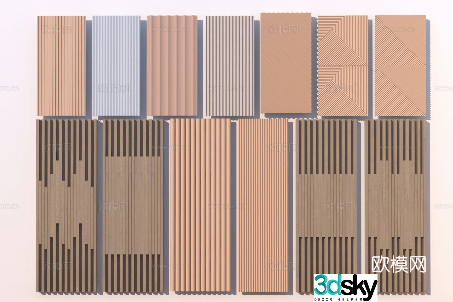 Modern background wall decorative panel wainscot 3D model
