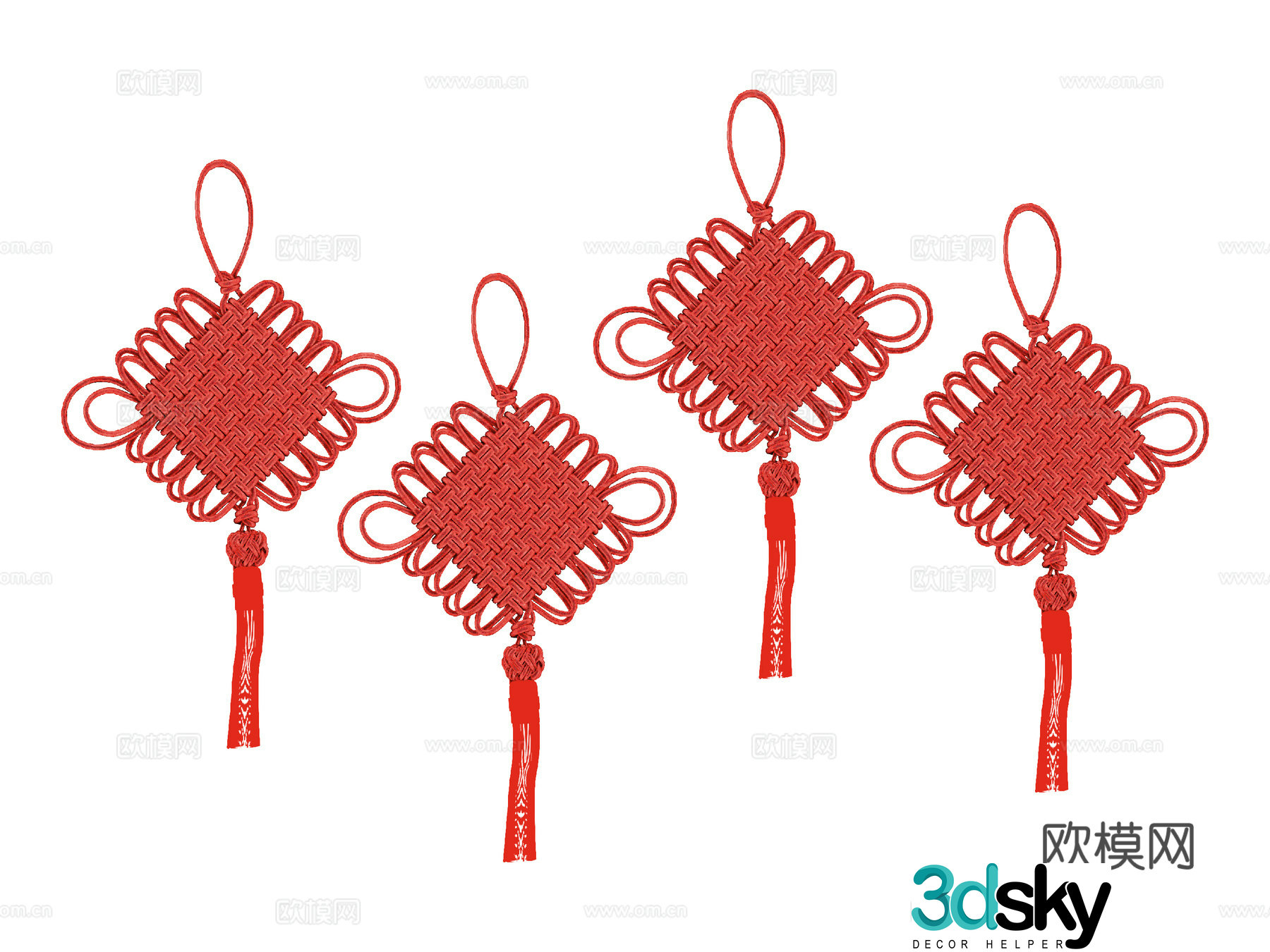Pendant red Chinese knot 3d model