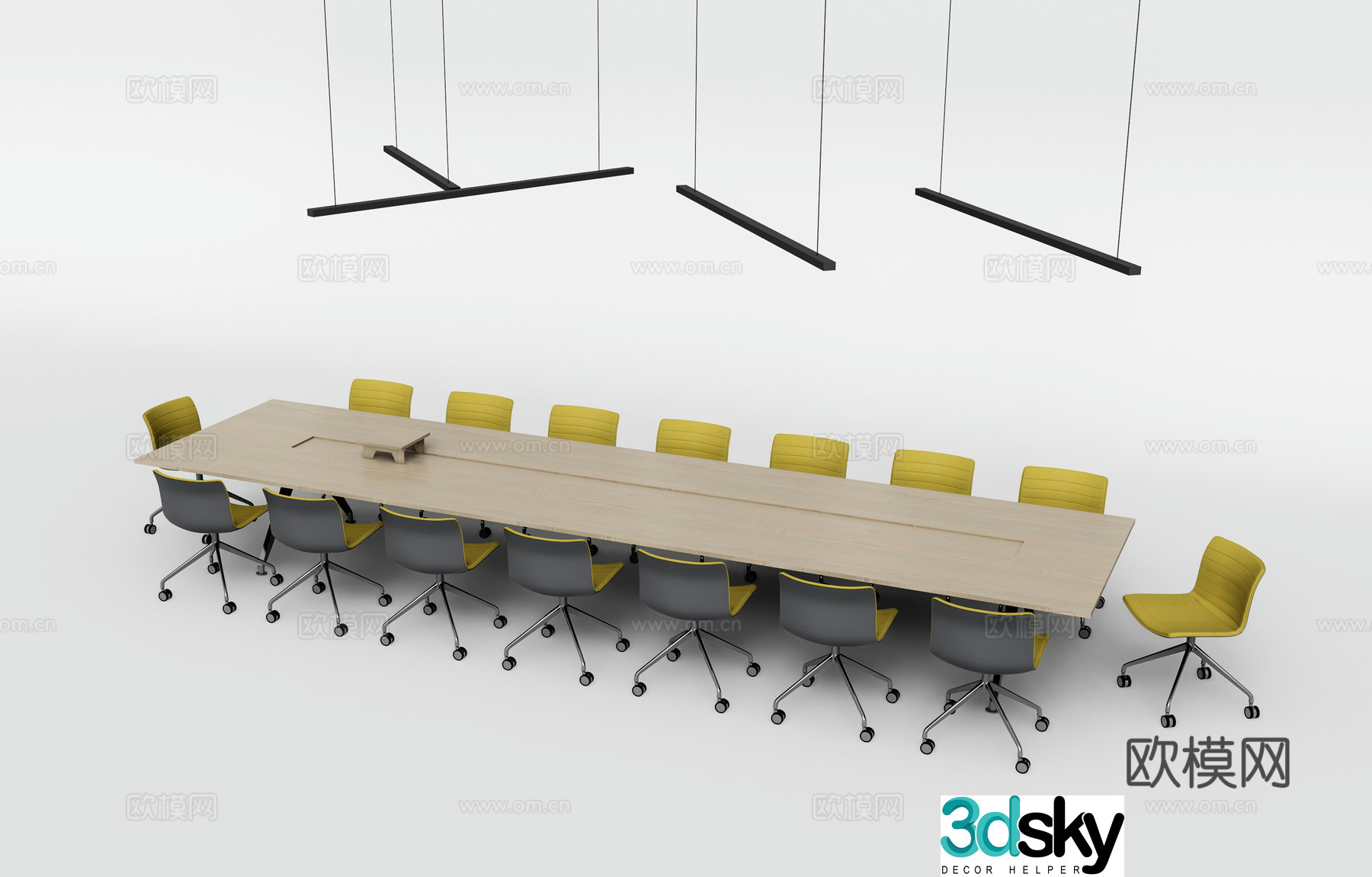 Modern conference table and chairs 3d model