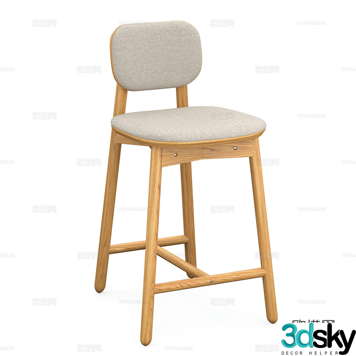 Nordic bar stool bar stool high stool 3d model
