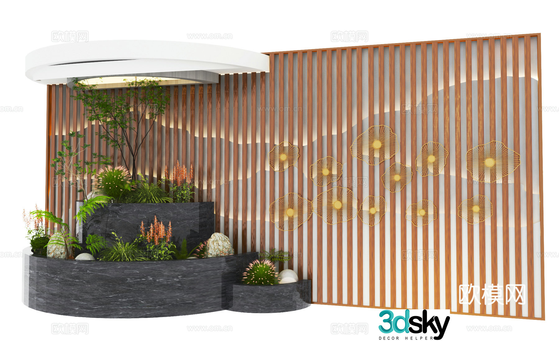 Modern indoor plant landscaping 3d model
