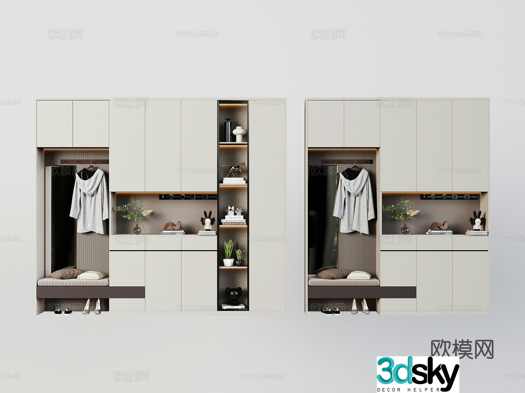 Modern entrance shoe cabinet 3D model