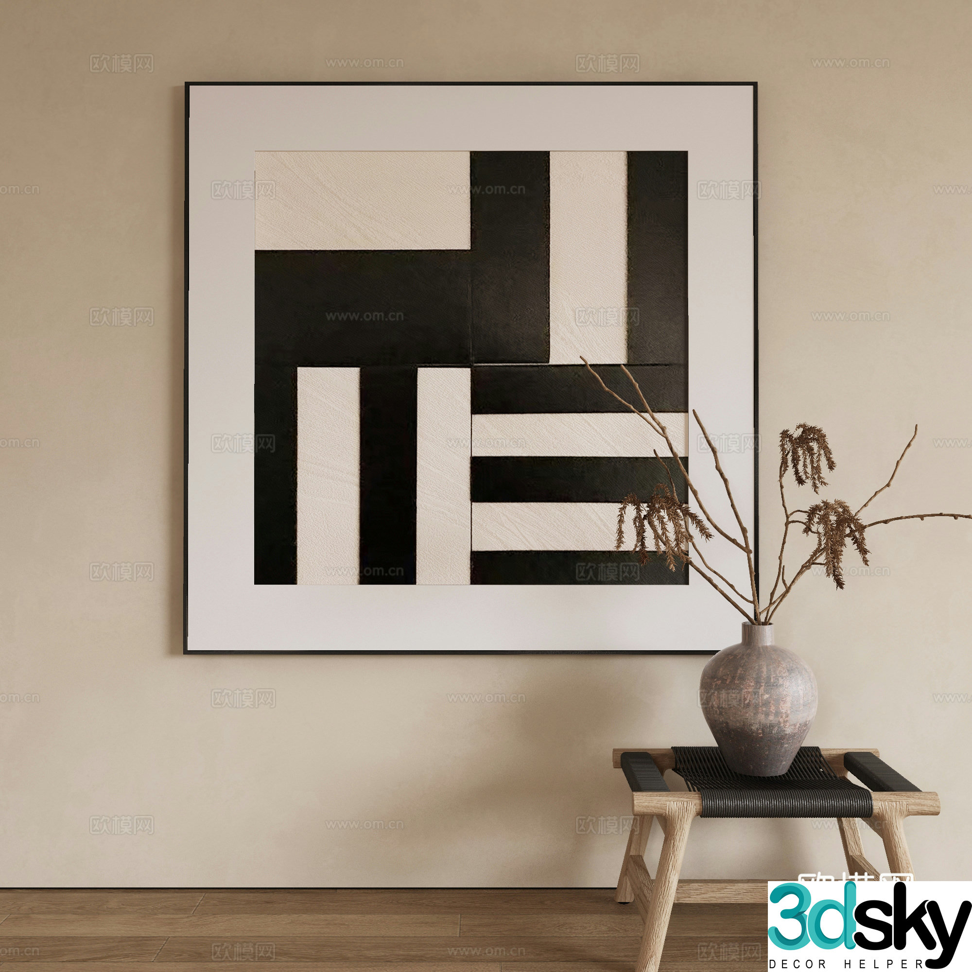 Modern texture painting decorative painting 3d model