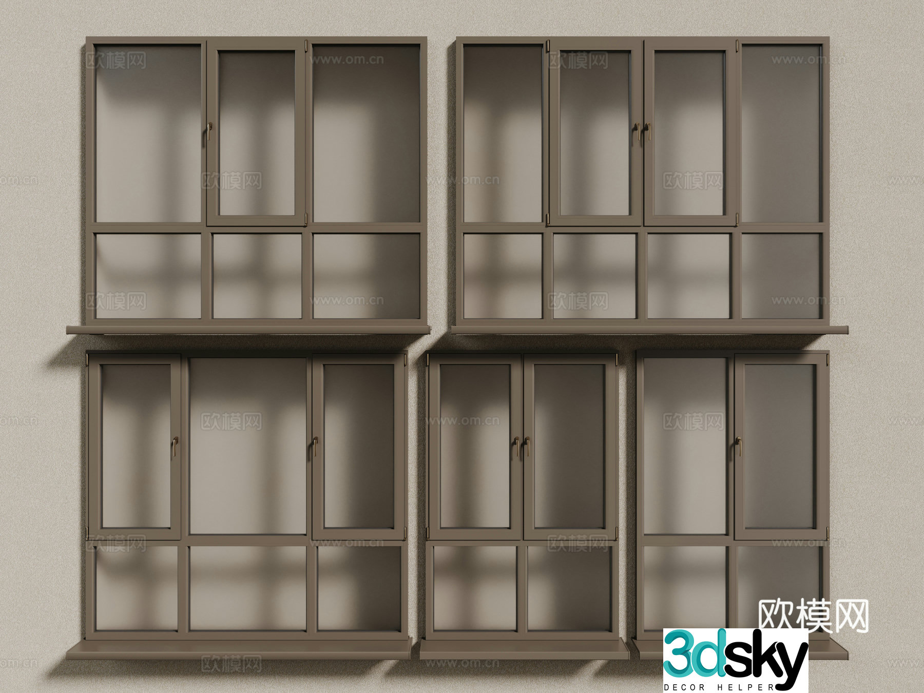 Modern windows aluminum alloy windows casement windows floor-to-ceiling windows 3d model
