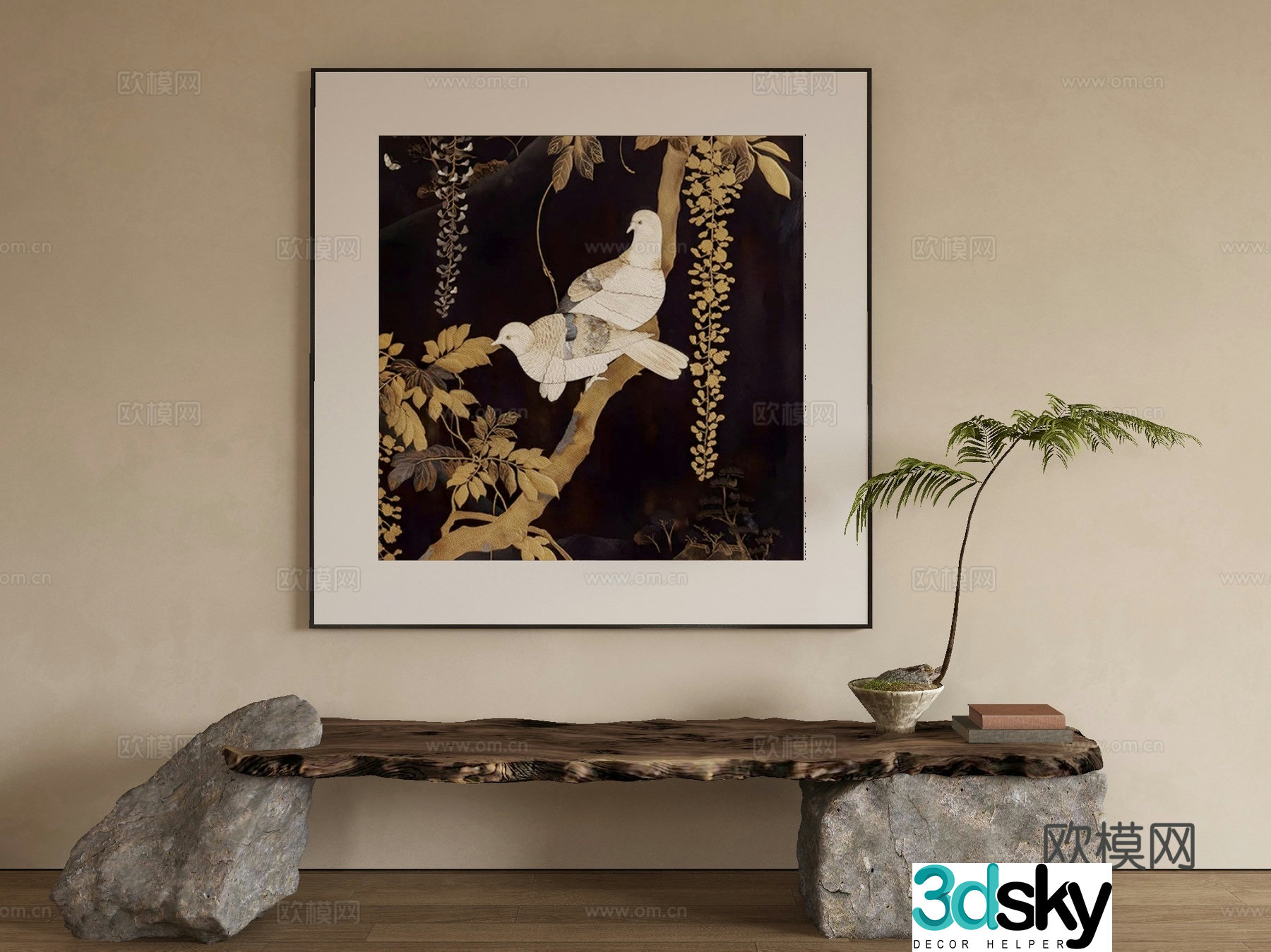 New Chinese style flower and bird painting decorative painting 3D model
