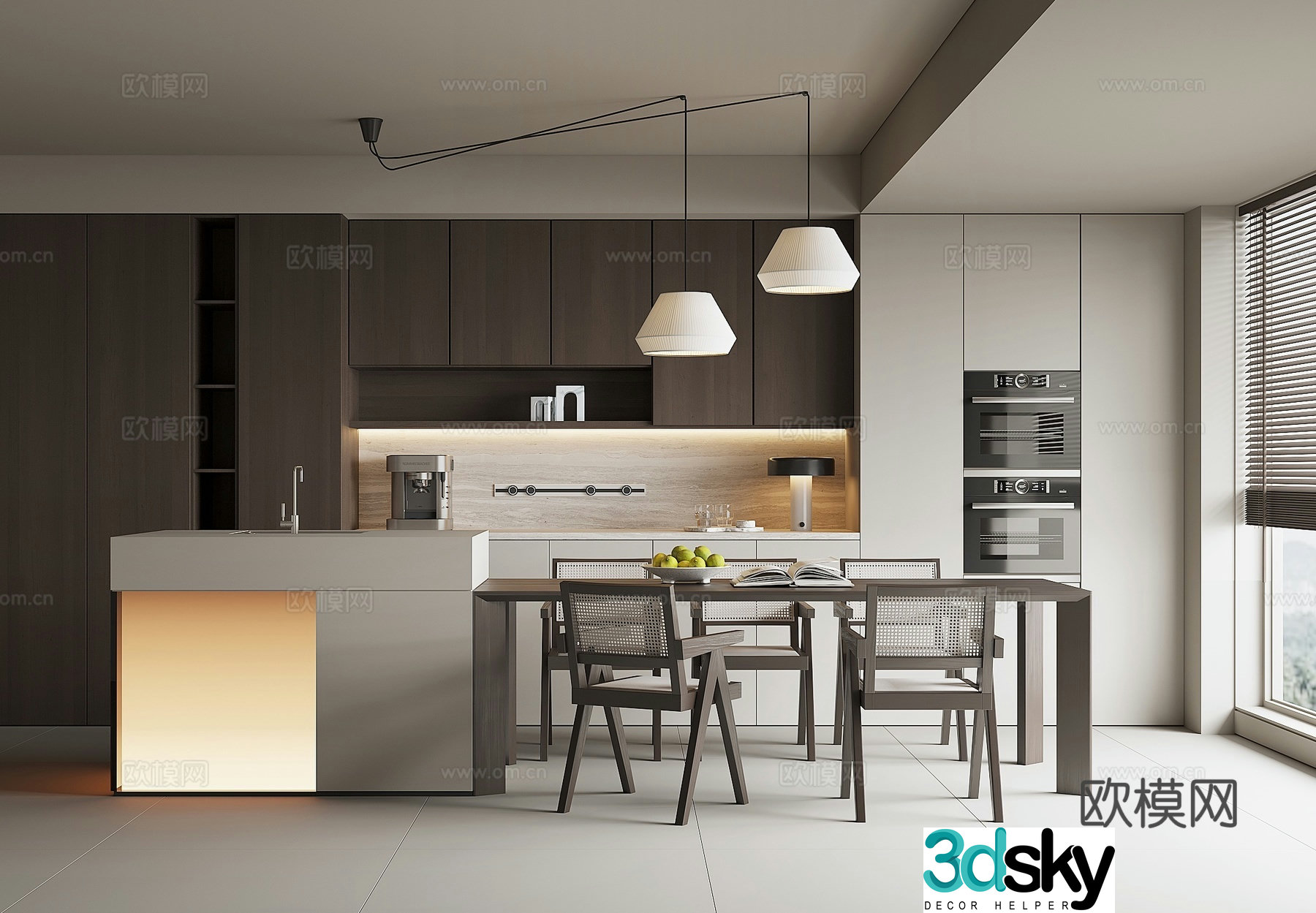 Modern island restaurant 3d model